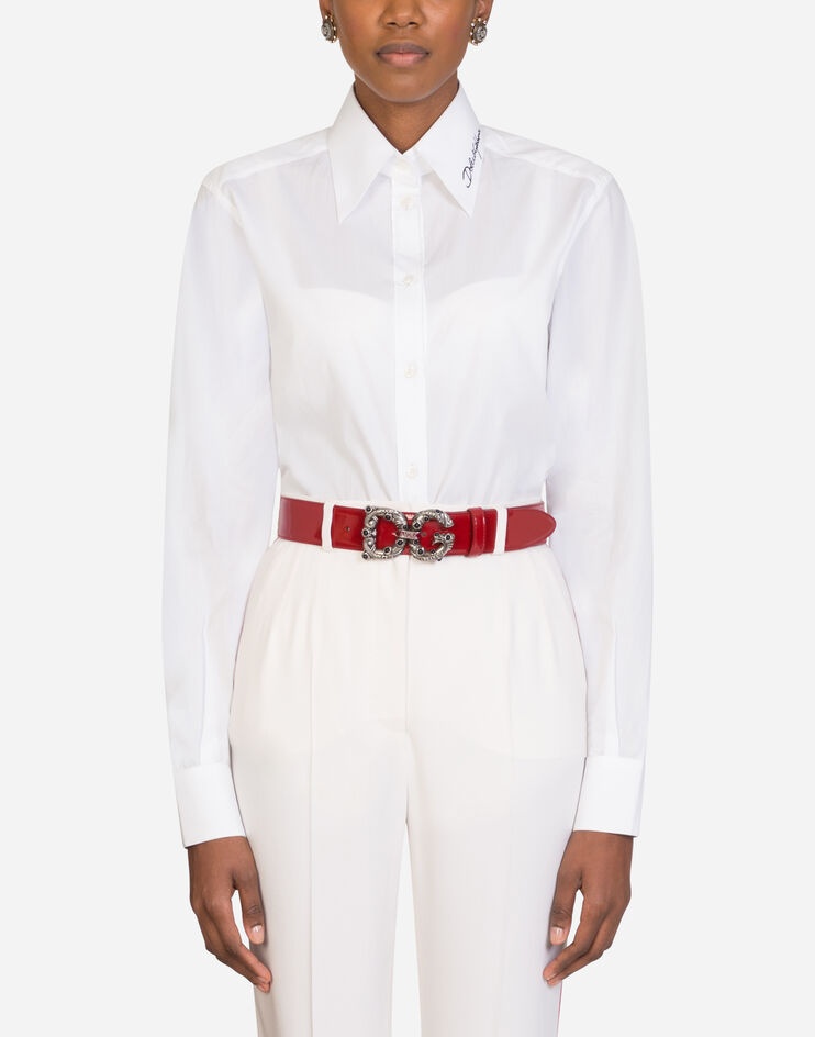 Embroidered poplin shirt - 1