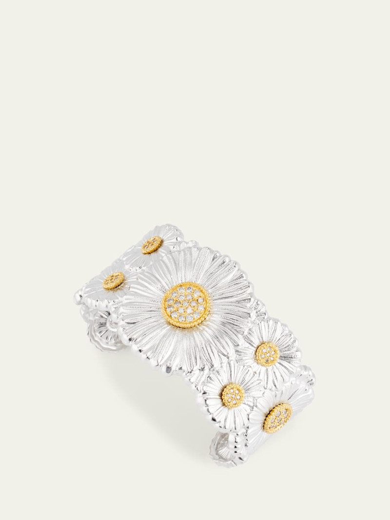 Buccellati Silver and 18K Gold Daisy Blossoms Bracelet with Diamonds outlook