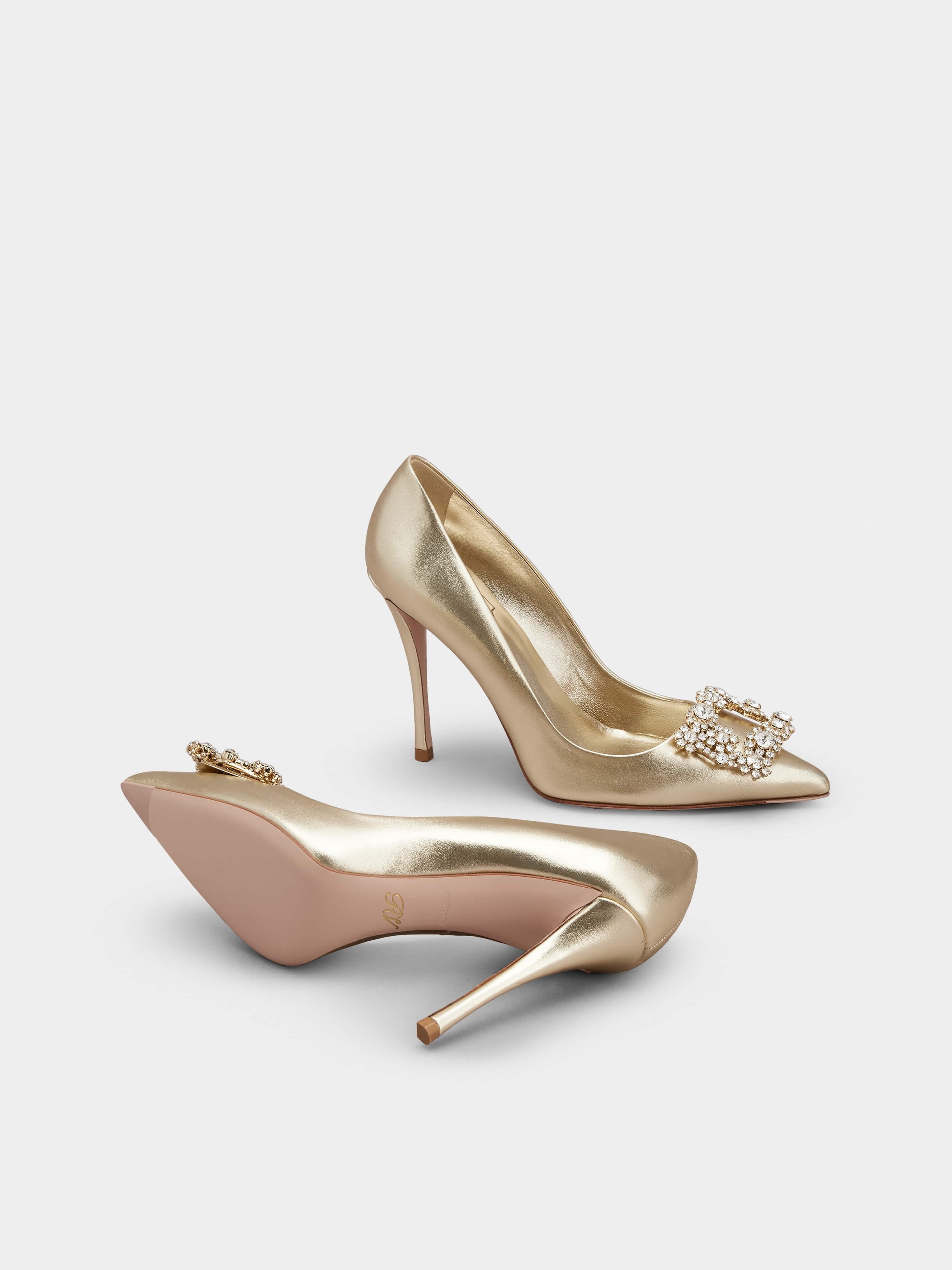 Flower Strass Buckle Pumps in Nappa Leather - 6