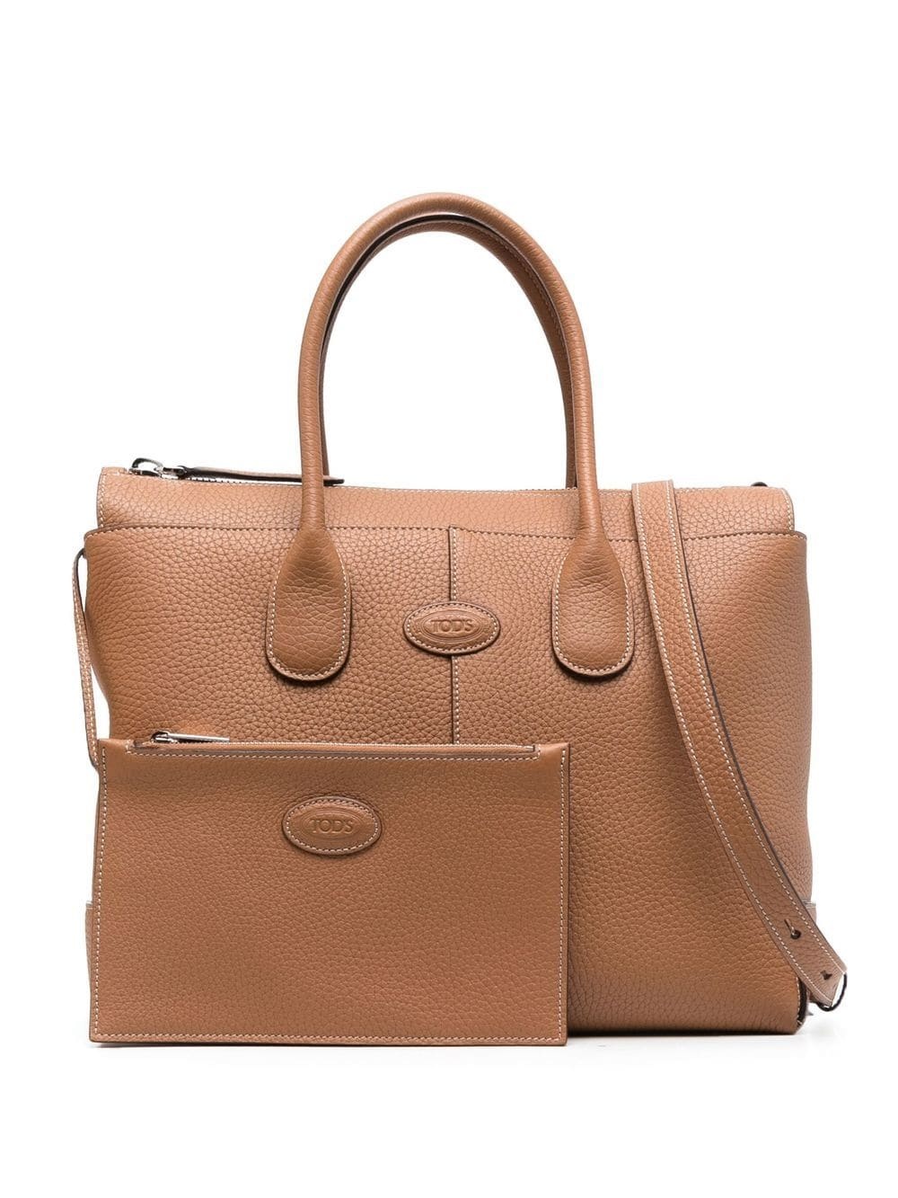 tonal-logo leather tote bag - 1