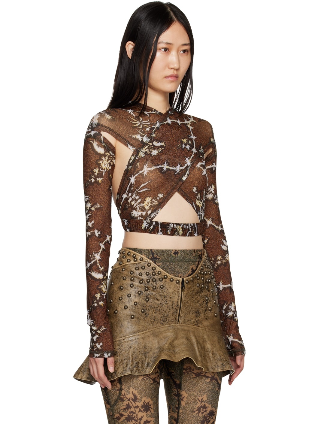 Brown Anti Cross Over Blouse - 2