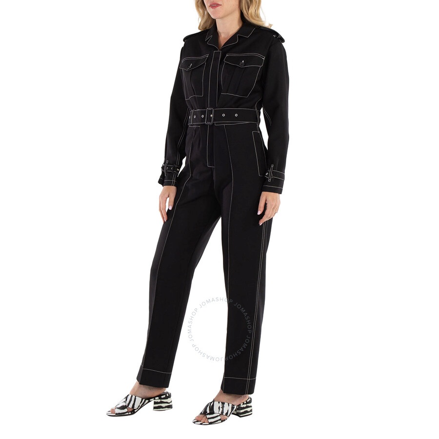 Burberry Black Catalina Long-Sleeve Belted Jumpsuit - 6