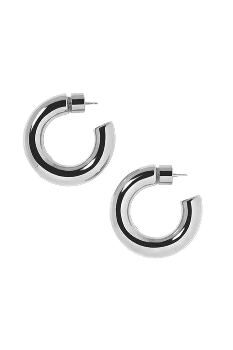 Jamma Huggie Earrings - Silver - 1.2in - 1