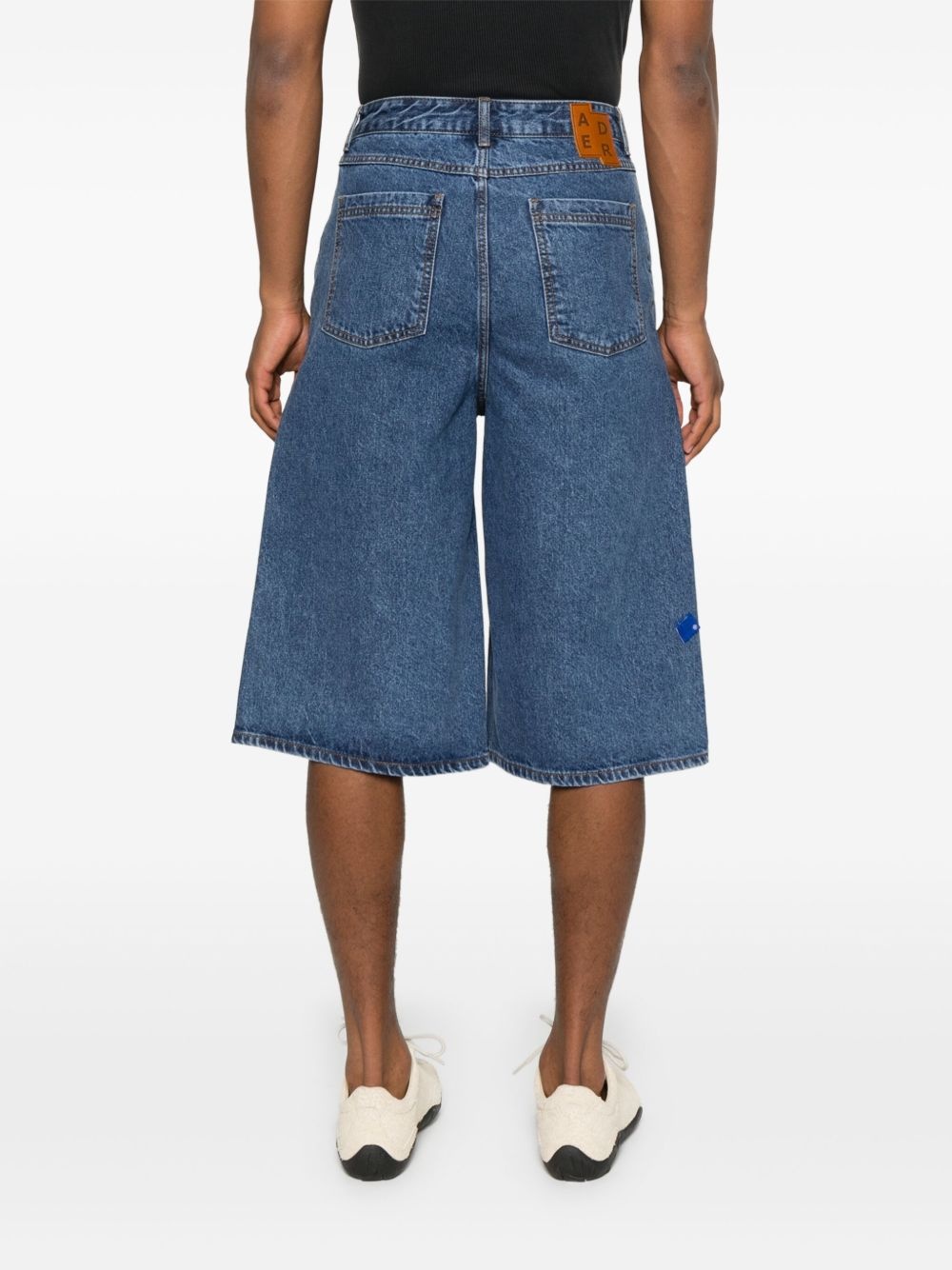 logo-patch denim shorts - 4