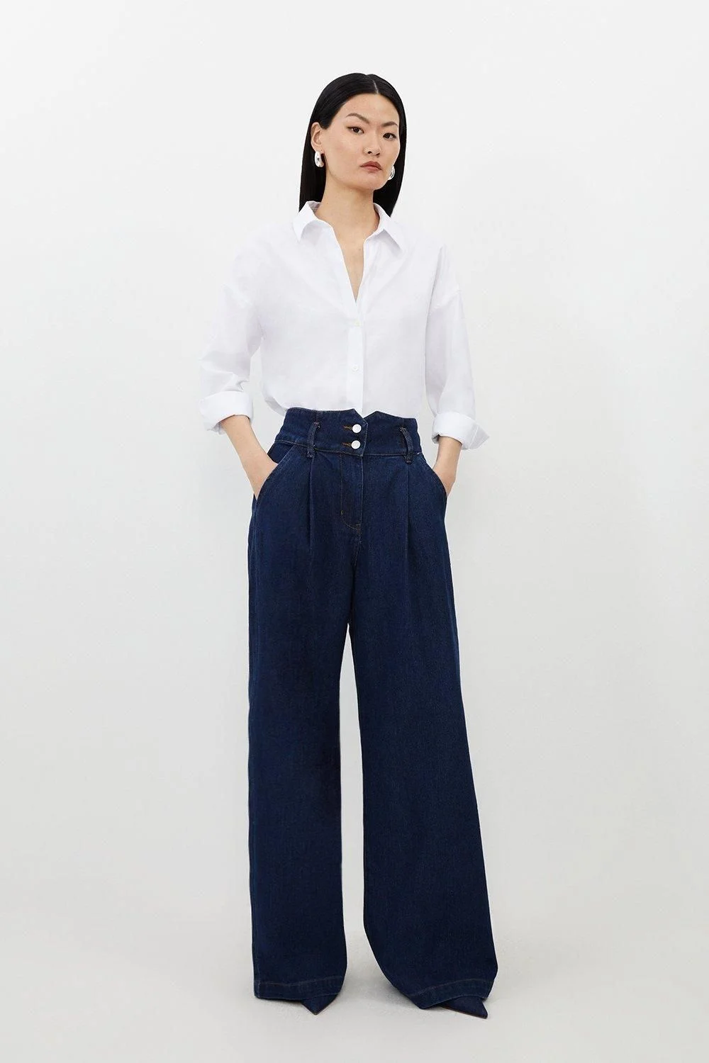 Denim Wide Leg Trousers - 1
