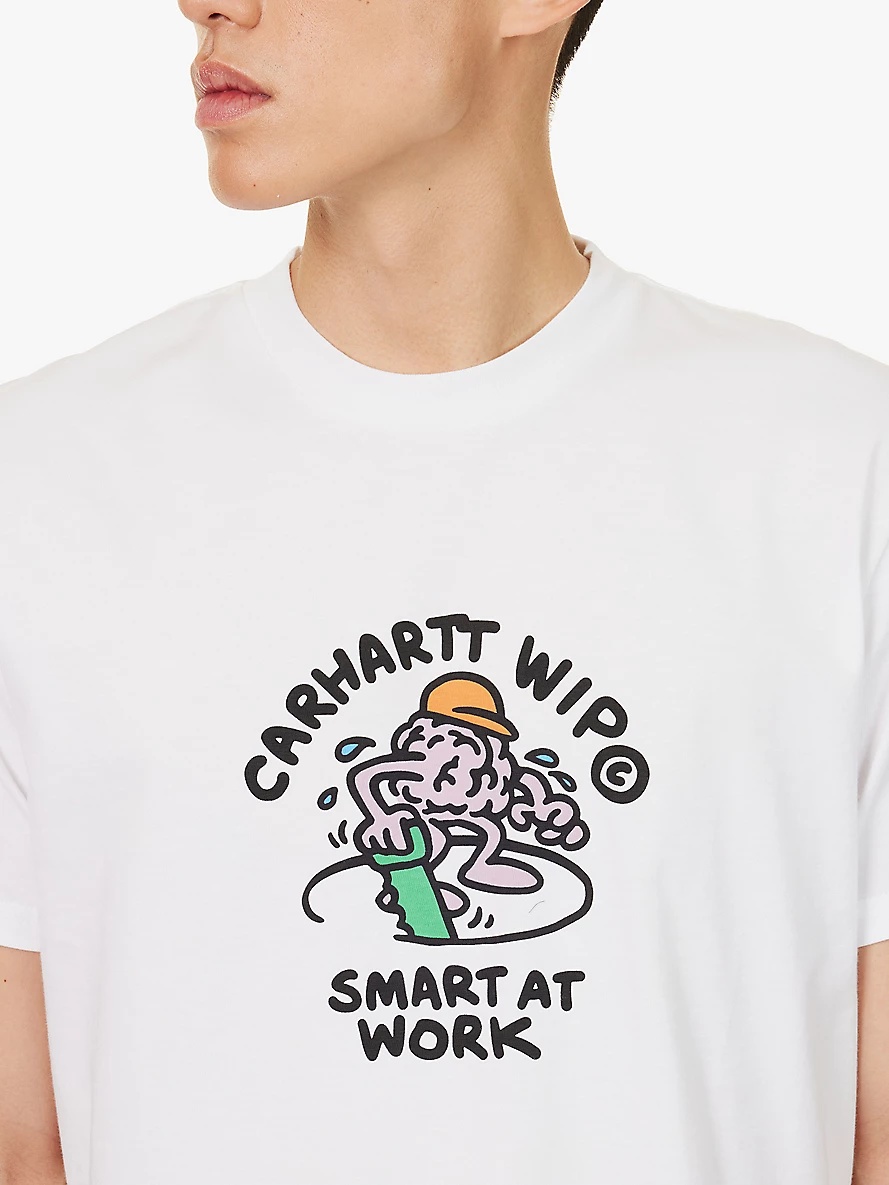 Smart graphic-print regular-fit organic-cotton jersey T-shirt - 5