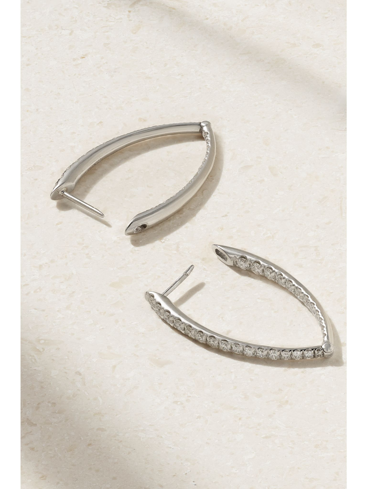 Cristina medium 18-karat white gold diamond earrings Gold - 3