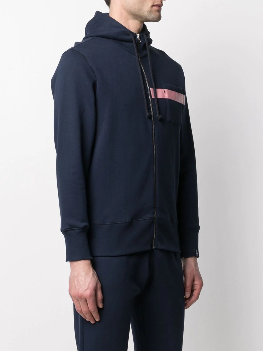 horizontal-stripe zip-up hoodie - 3