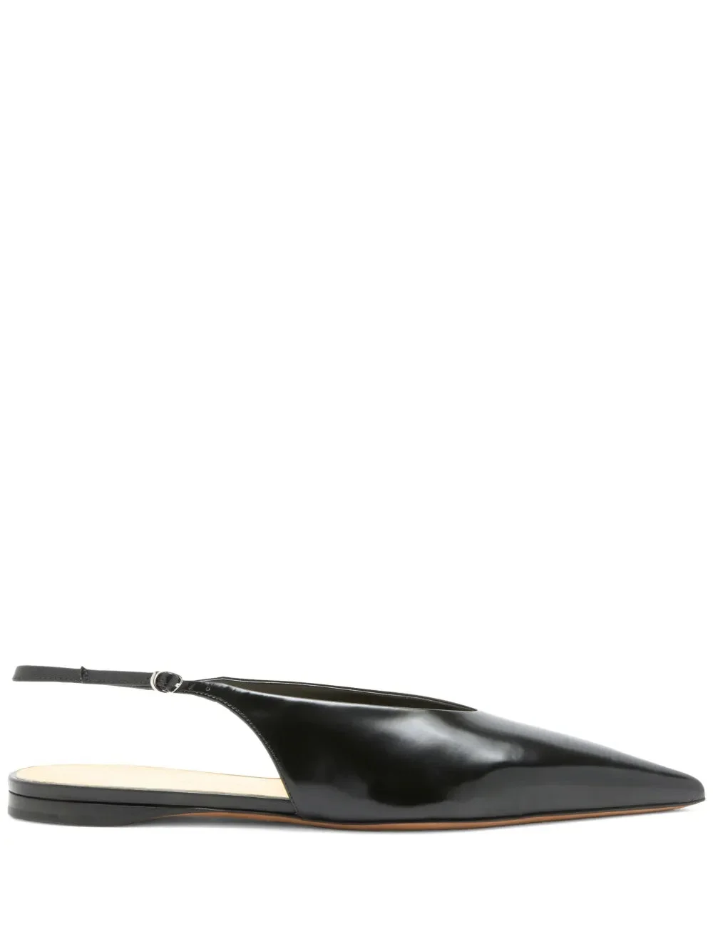 Slash Flat Slingbacks in Black - 1