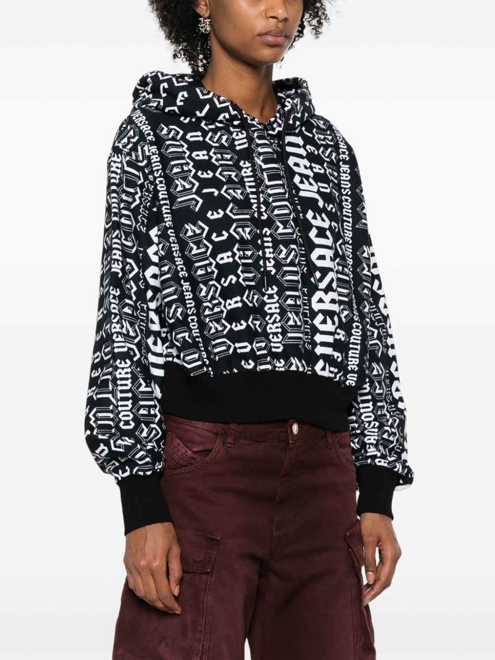 logo-print cotton hoodie - 3