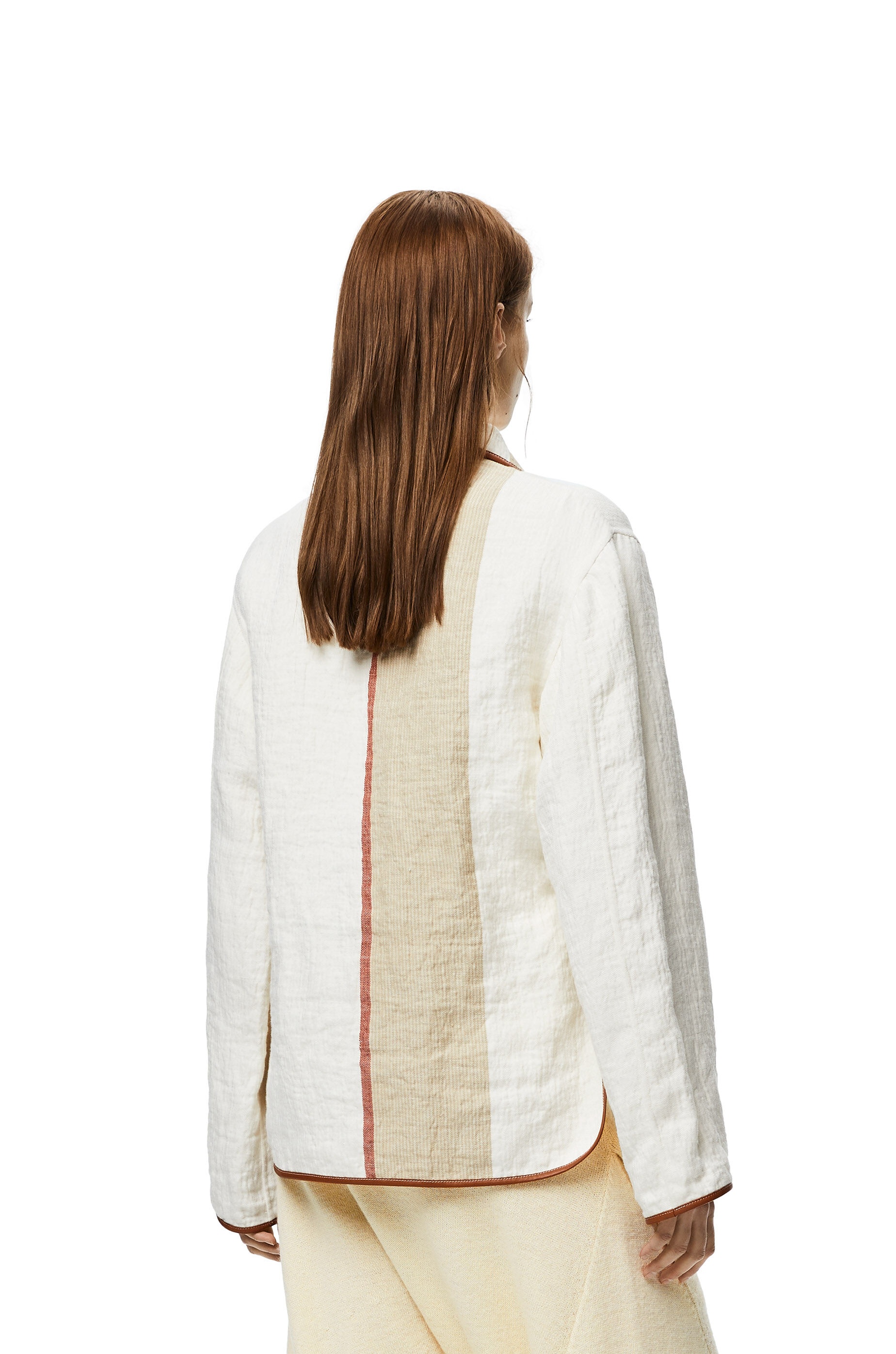 Stripe button jacket in cotton and linen - 4