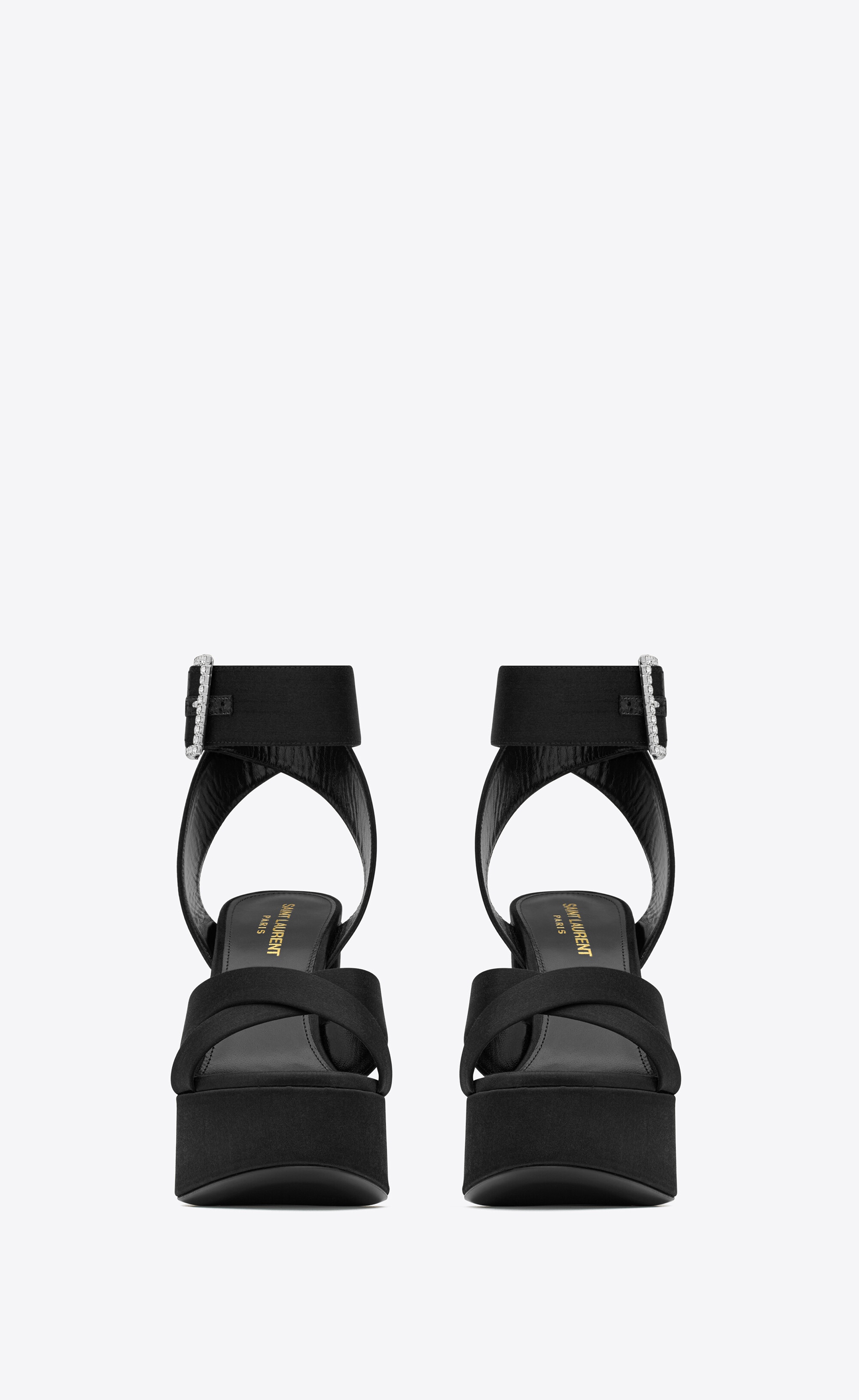 SAINT LAURENT bianca platform sandals in satin crepe | ysl