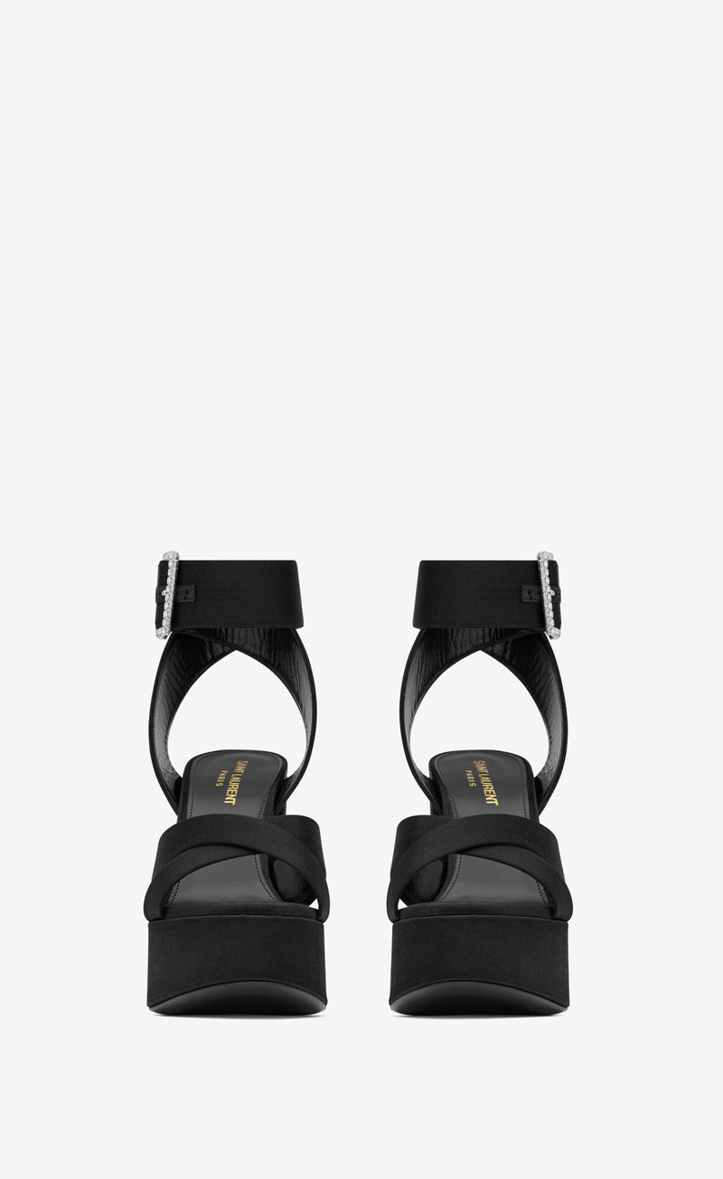 SAINT LAURENT bianca platform sandals in satin crepe outlook
