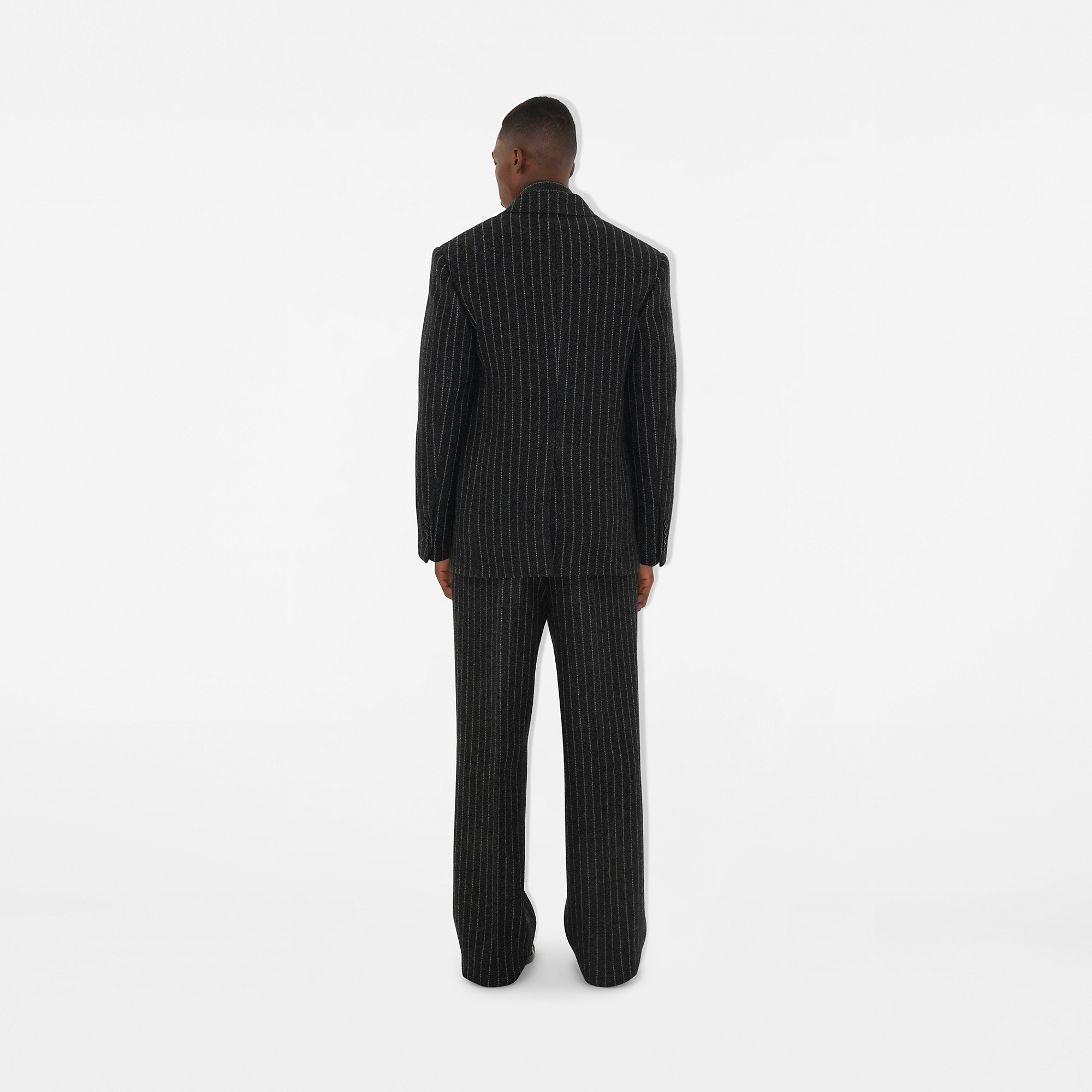 Pinstriped Wool Blend Tailored Trousers - 4