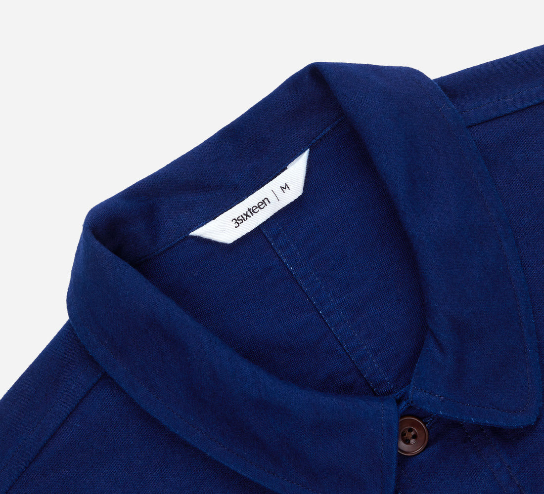 French Work Jacket - Washed Indigo Moleskin - 3