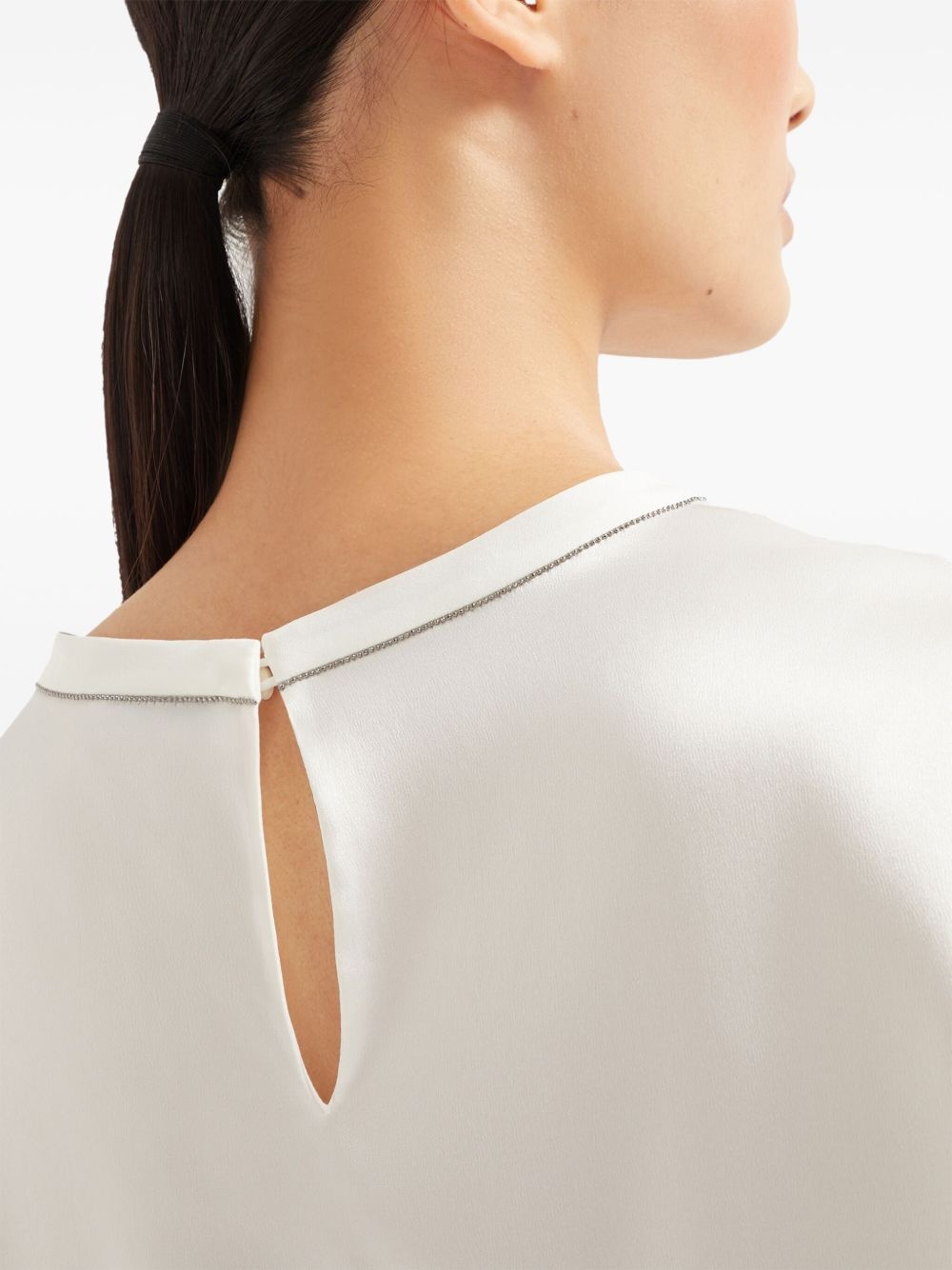 Monili-embellished satin T-shirt - 5