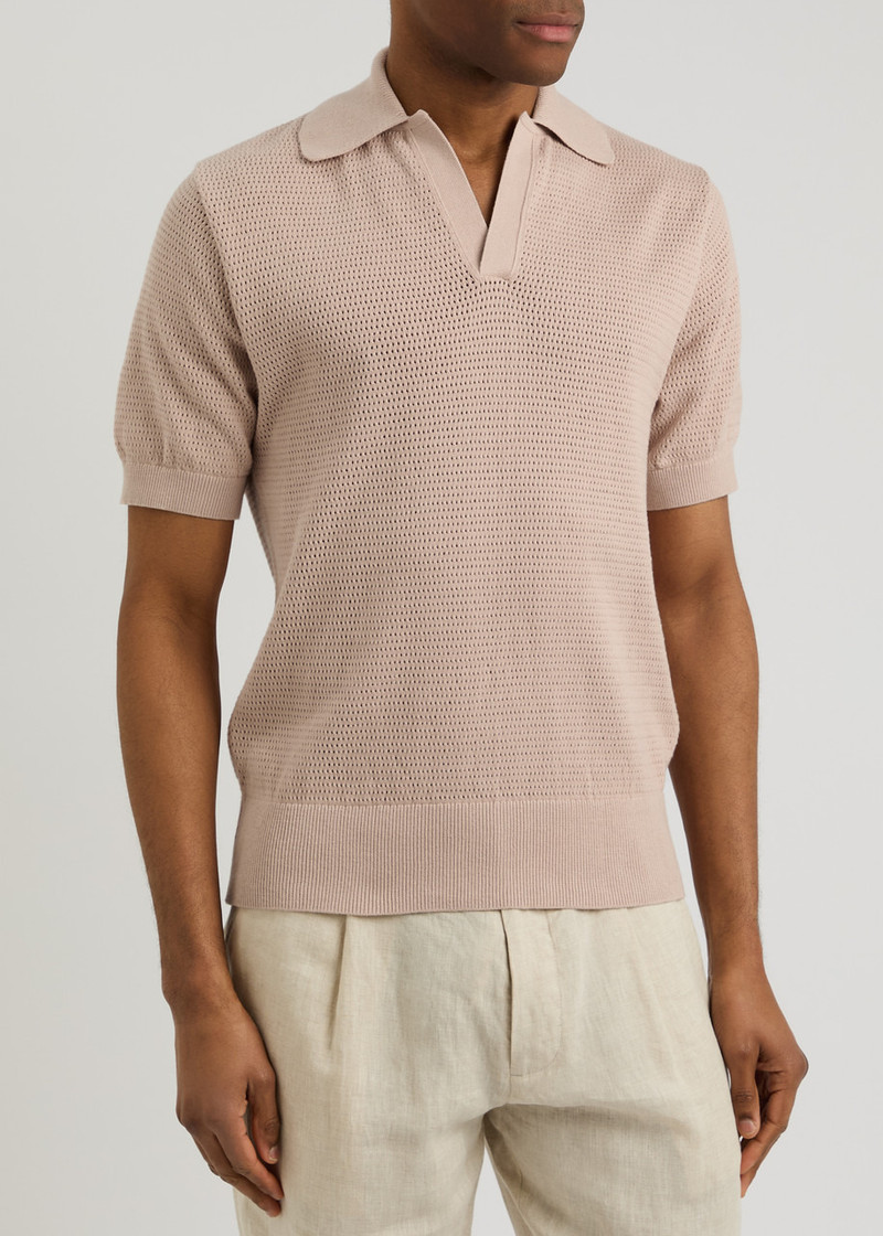Oliver Spencer Oliver Spencer Penhale Pointelle-knit Cotton Polo Shirt outlook