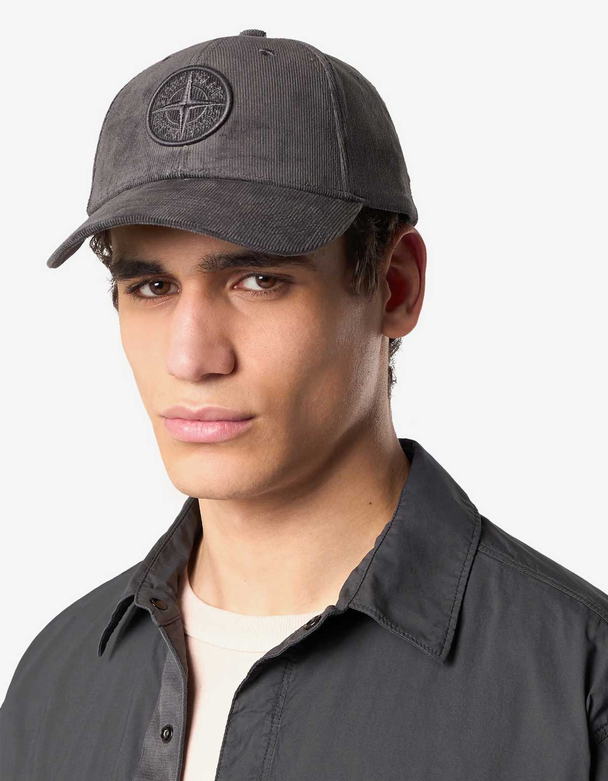 Stone Island Grey Corduroy Logo Cap - 2