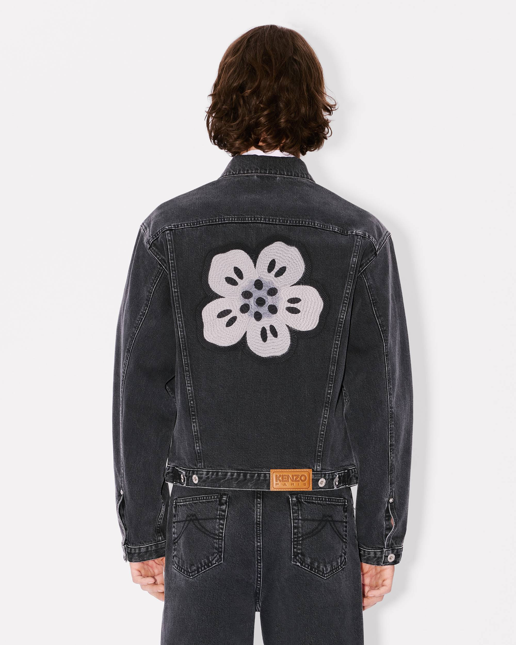 'Boke Flower' embroidered trucker jacket in japanese denim - 5