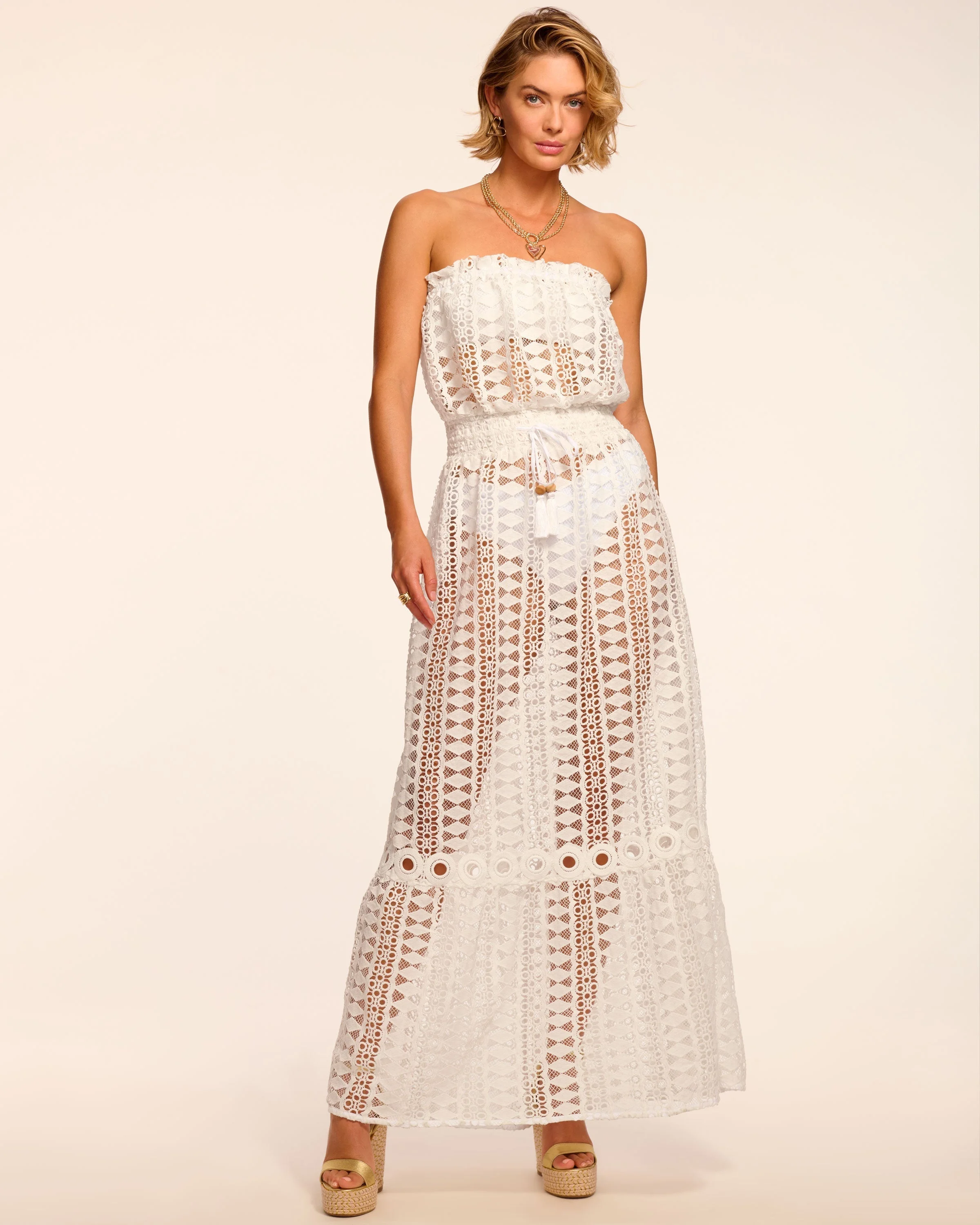 Henrietta Cotton Embroidered Strapless Coverup Dress - 1