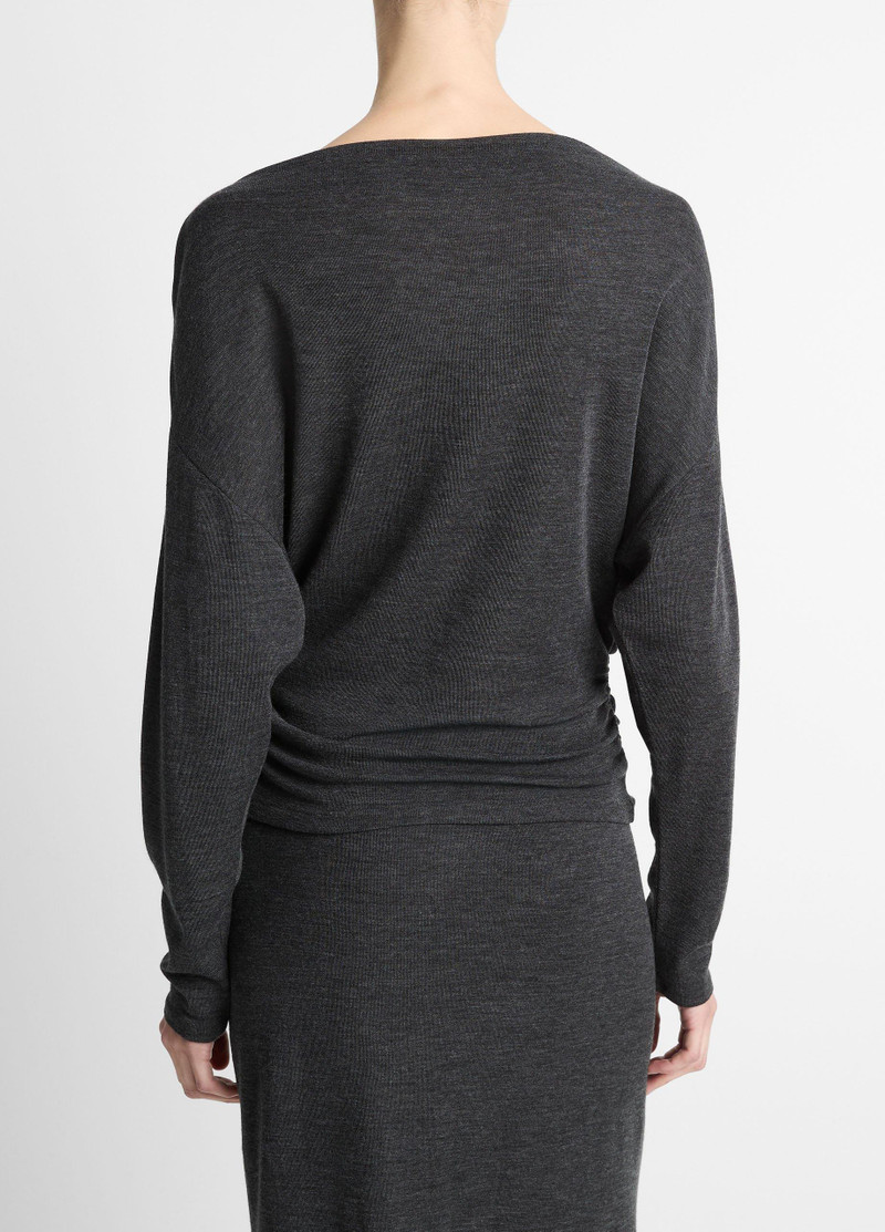 Vince Draped Wool-Blend Slash-Neck Top outlook