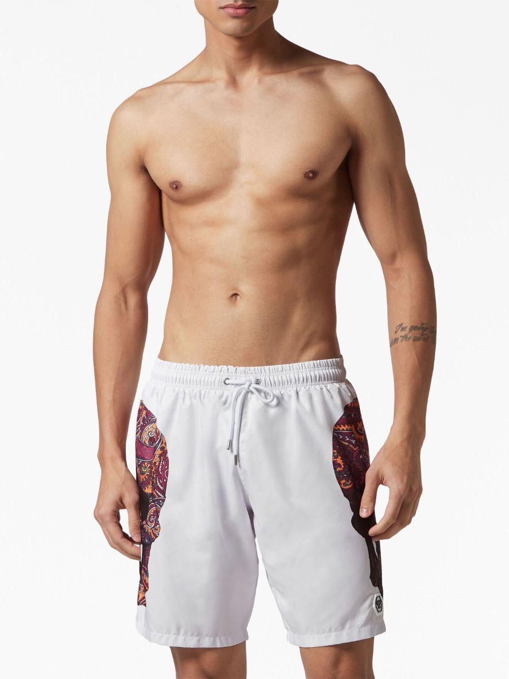 skull-print drawstring swim shorts - 3