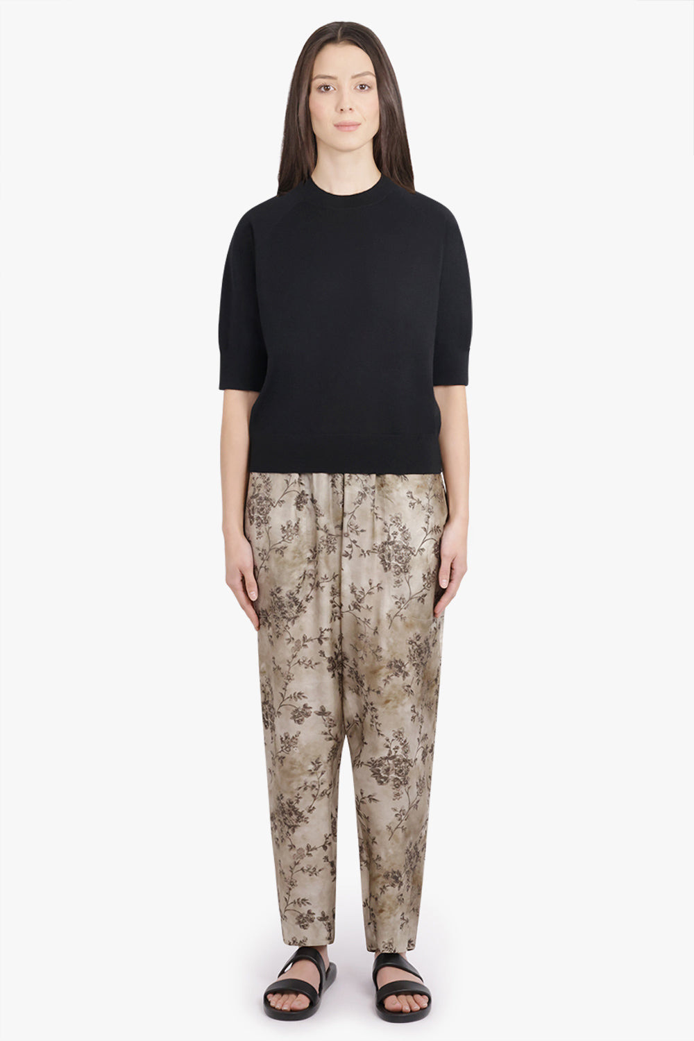 PALMER FLORAL PRINT RELAXED CRINKLE PANT | SMOKE WHITE/GREY - 4