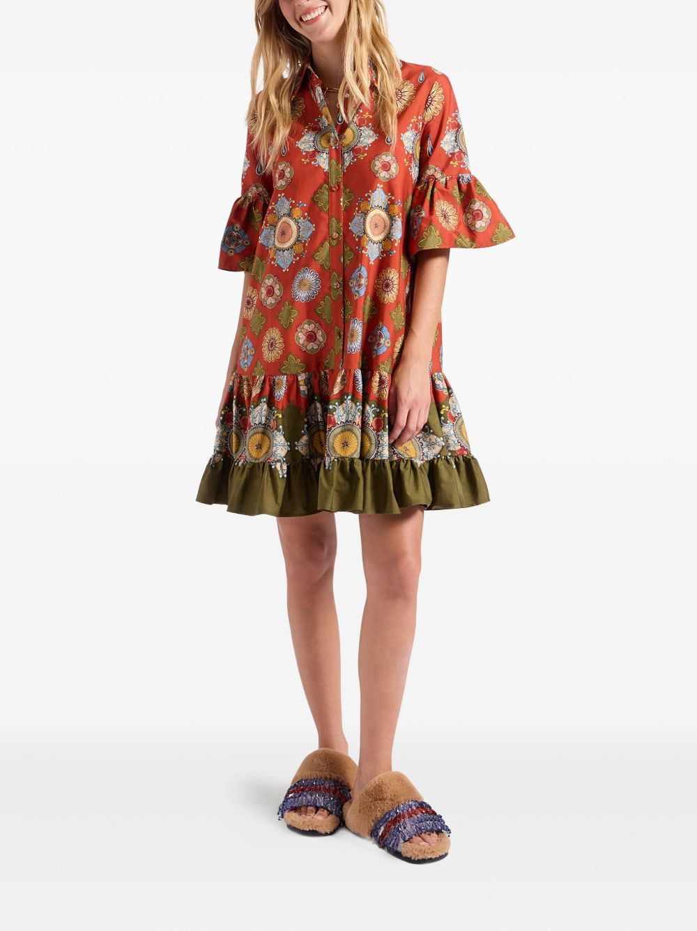 floral-print ruffled dress - 2