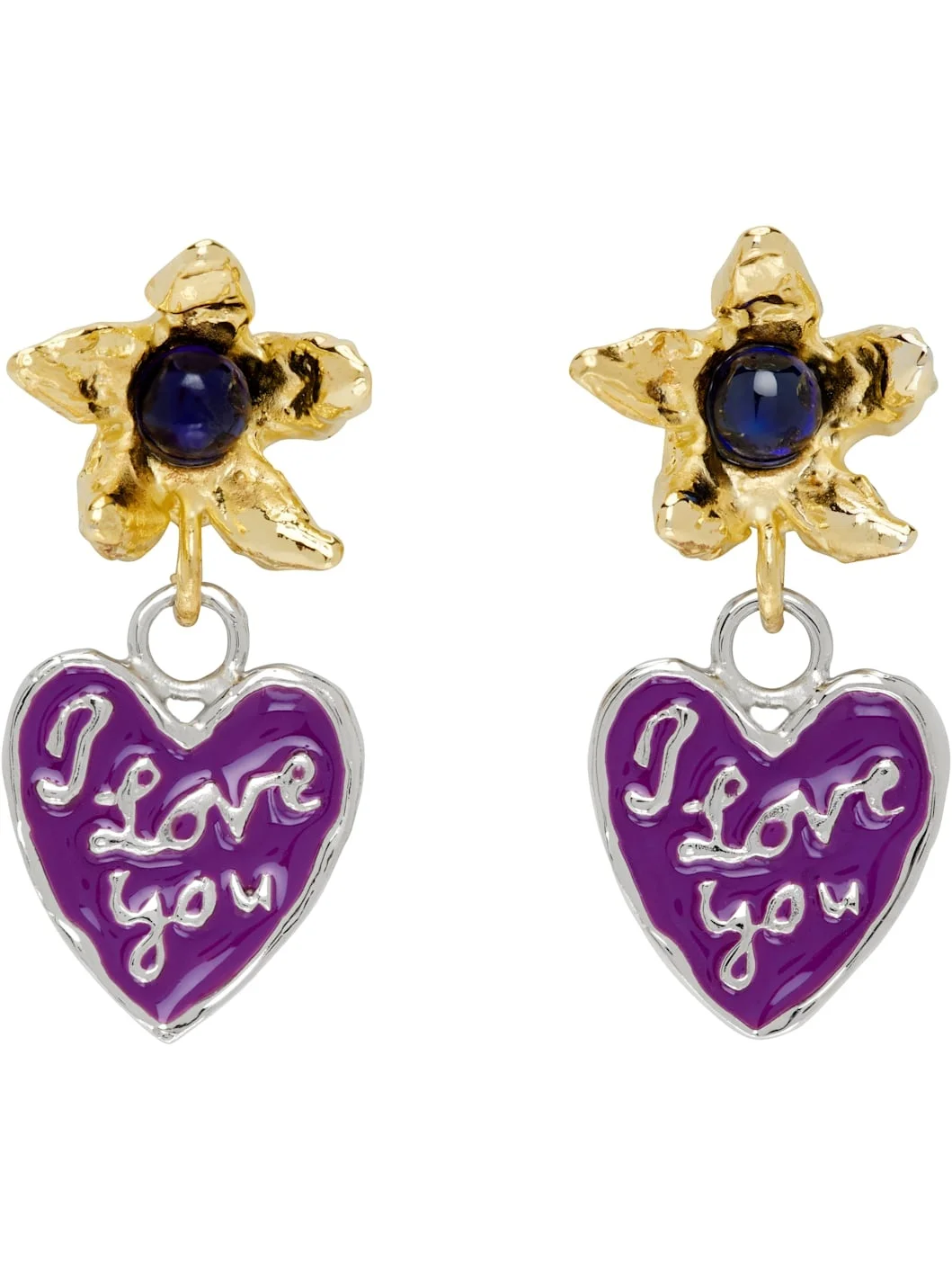 Gold & Silver Lovers Drop Earrings - 1