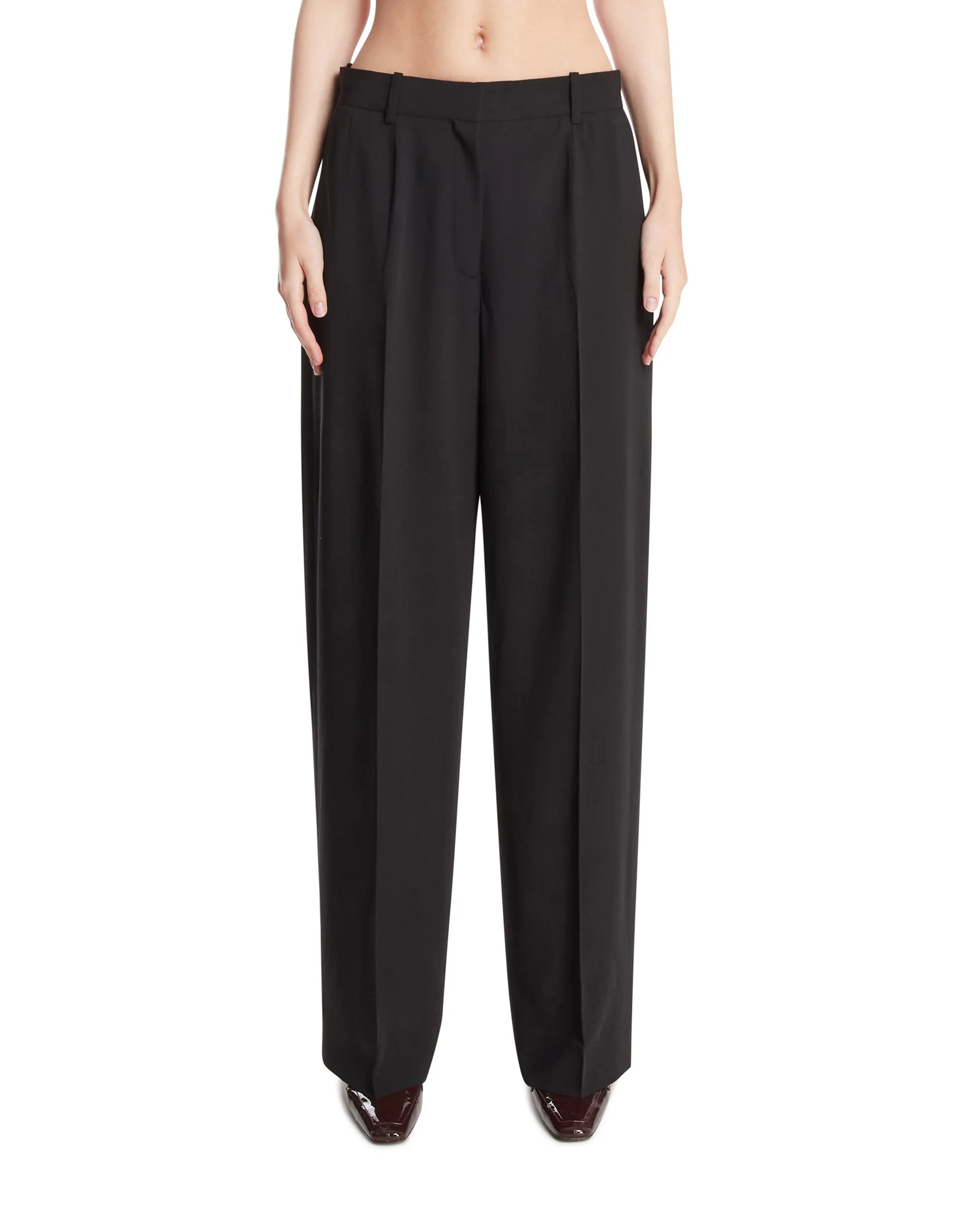 Black Viscose and Wool Pants - 1