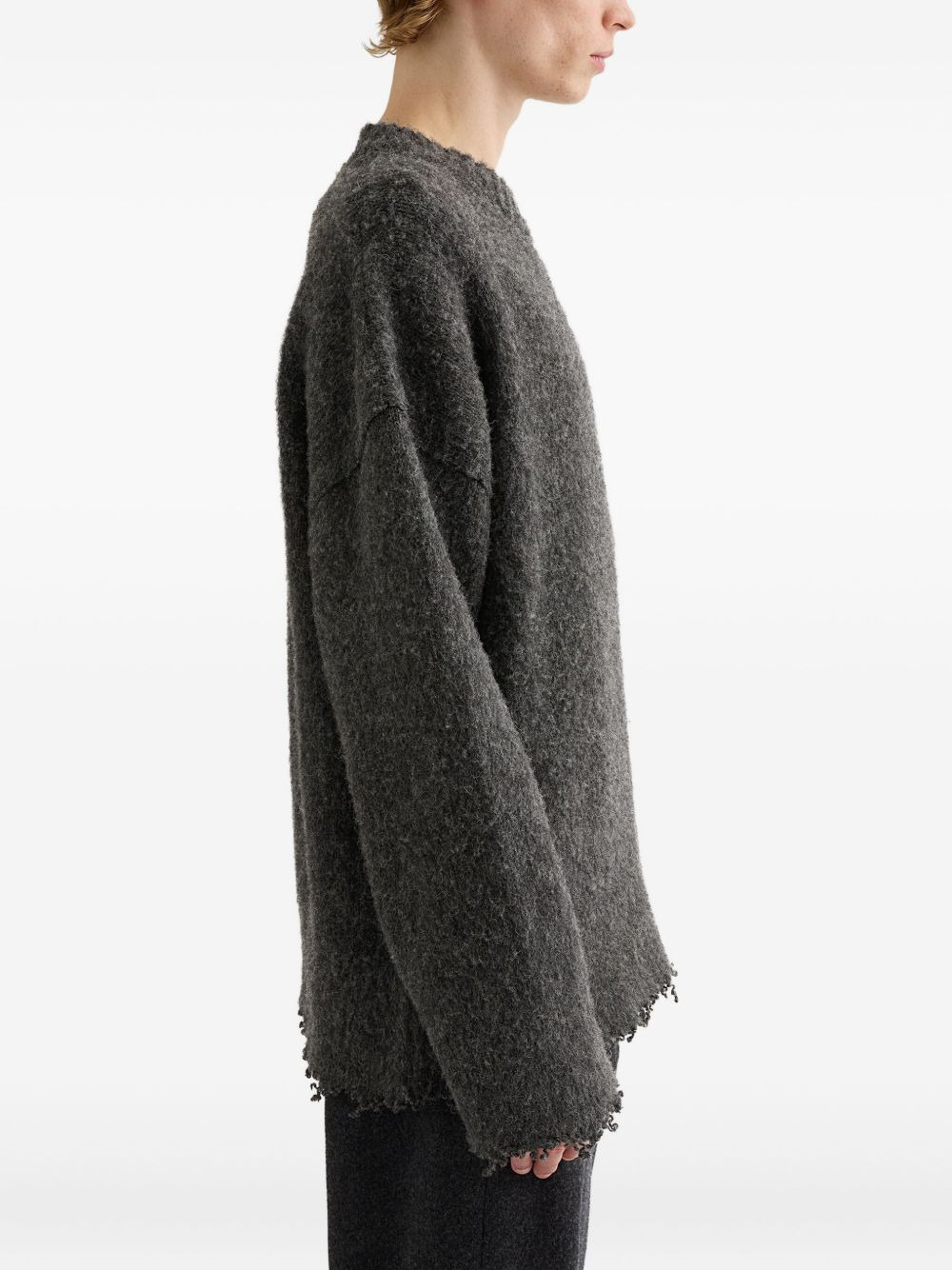 brushed frayed-hem wool sweater - 2