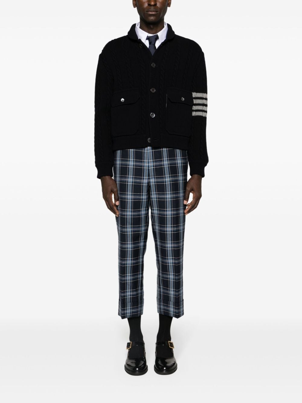 4-Bar stripe cable-knit jacket - 2