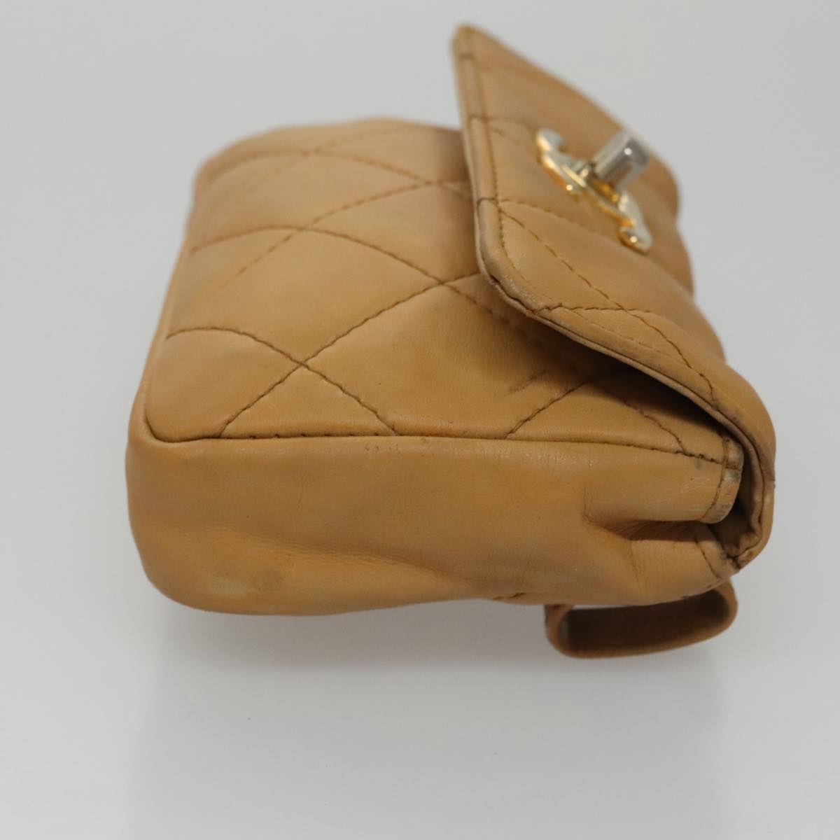 CHANEL Matelasse Waist Bag Leather Beige CC - 3
