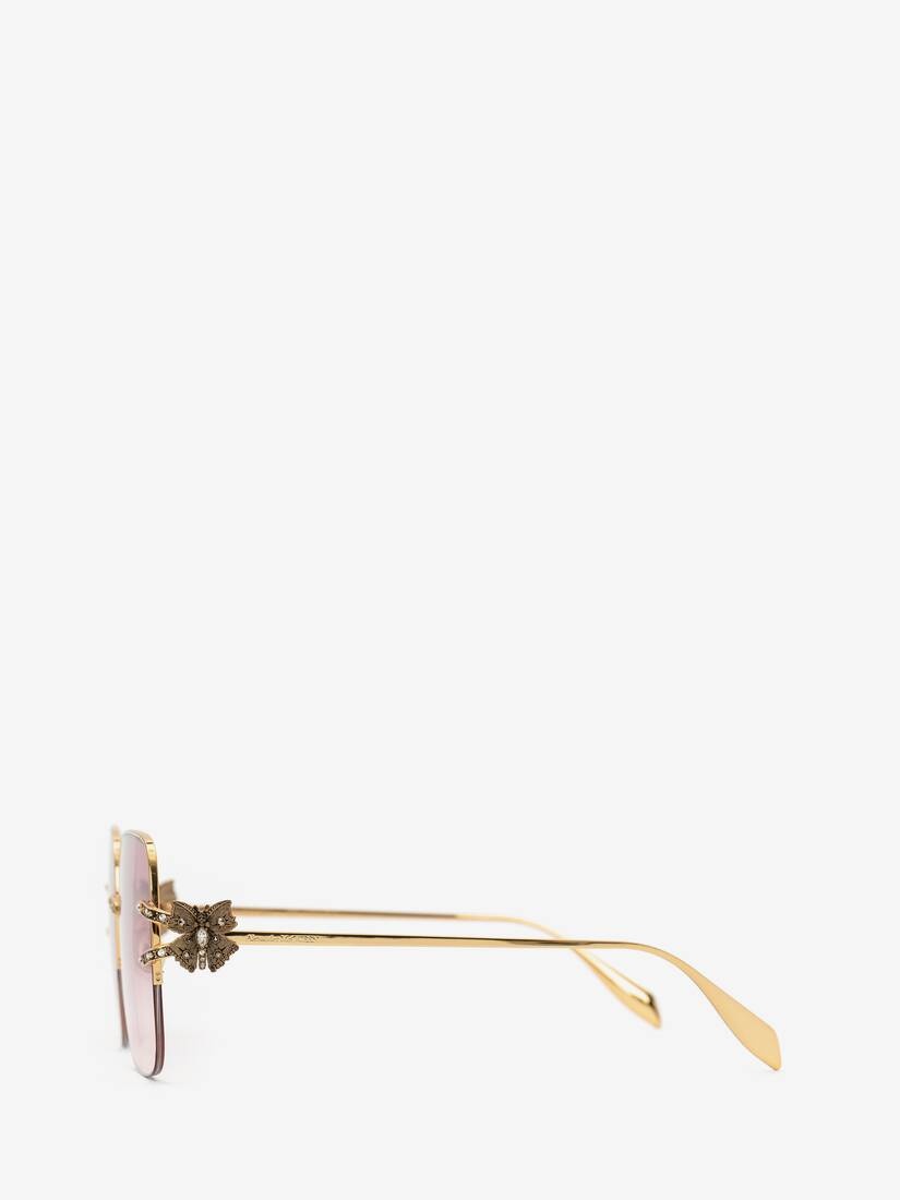 Women's Butterfly Jewelled Square Sunglasses in Gold/red - 2