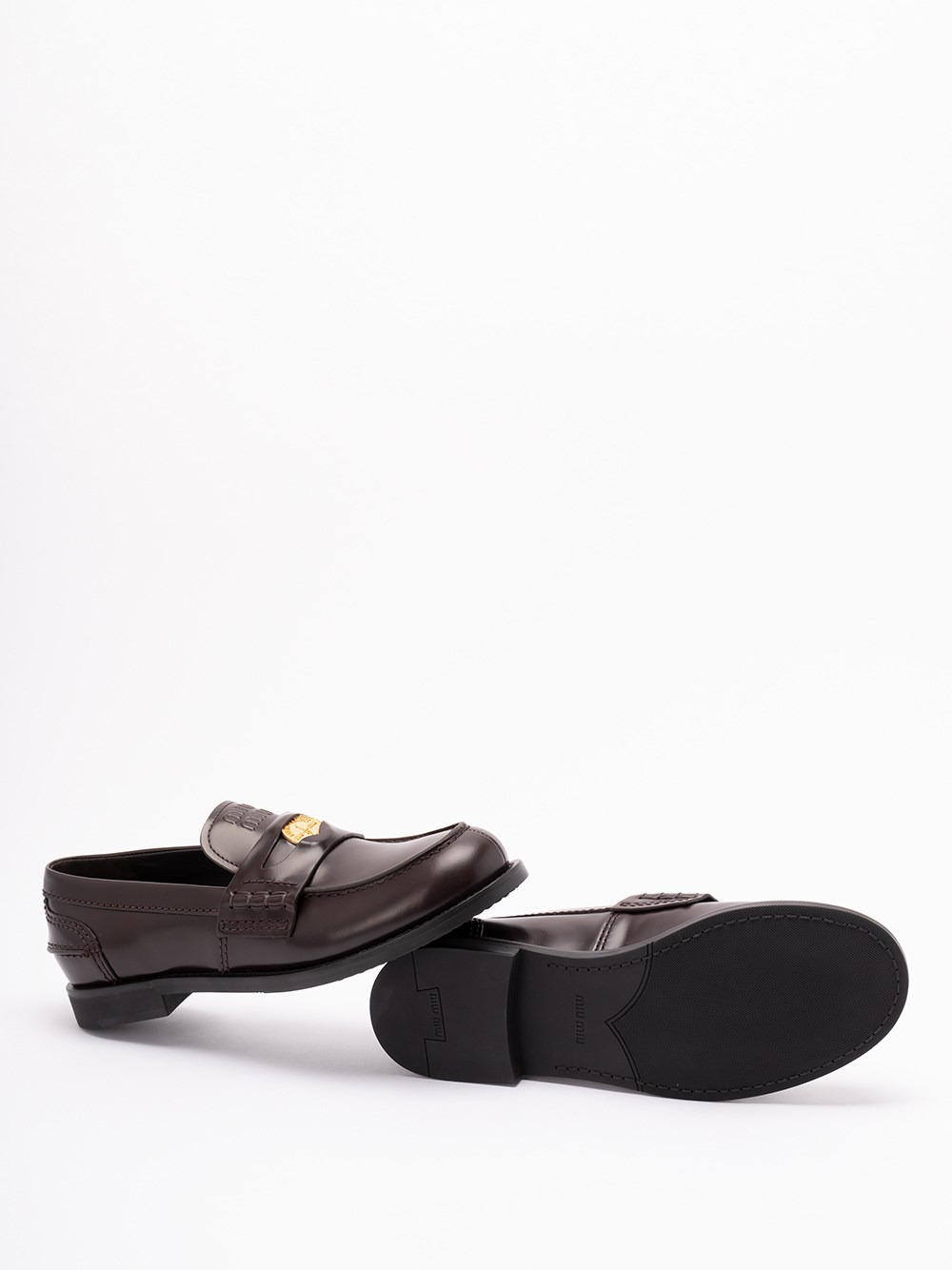 Brushed Leather `Penny` Loafers - 4