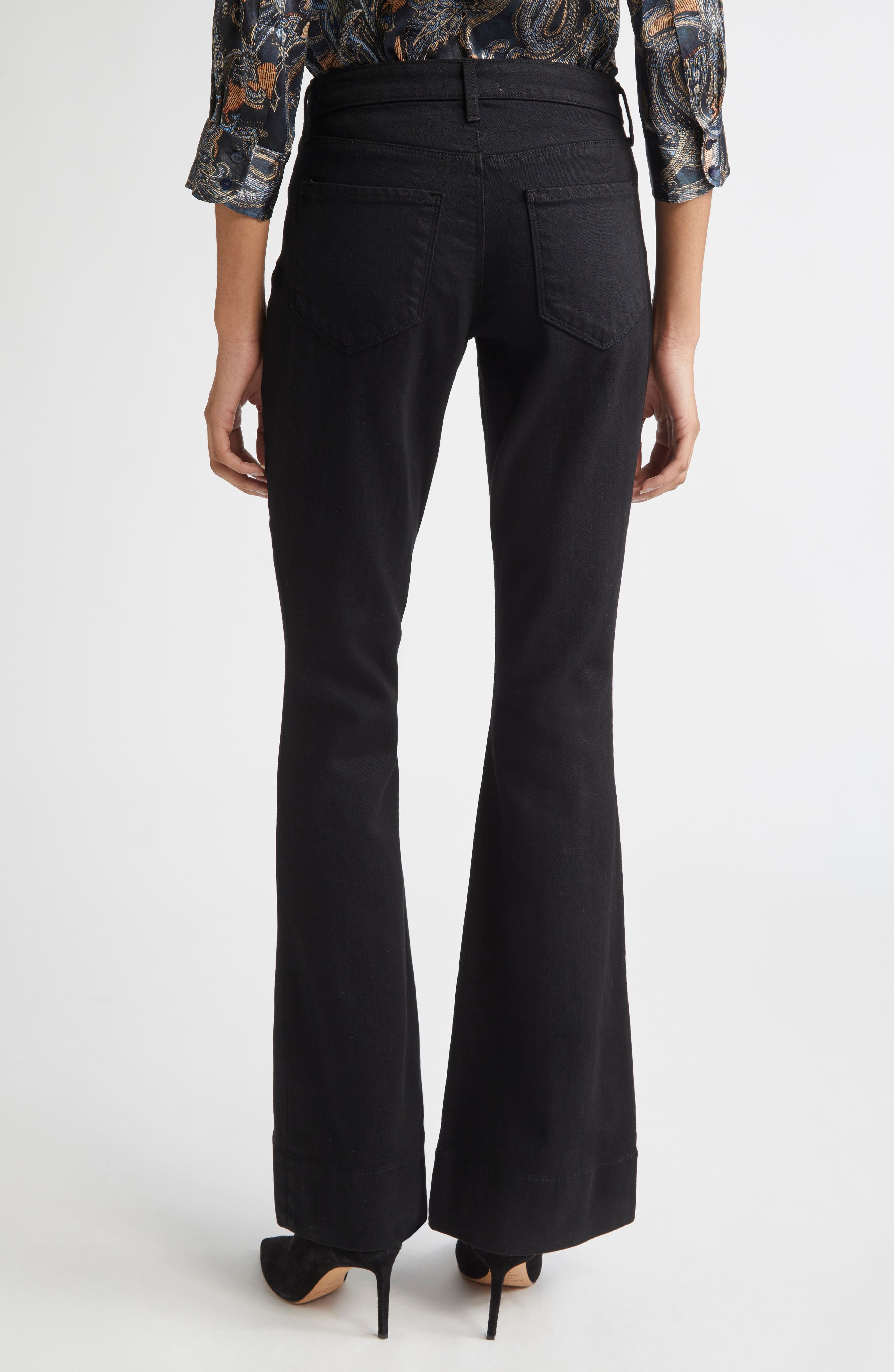 L'AGENCE Lenora Front Seam Flare Leg Jeans in Noir at Nordstrom - 3