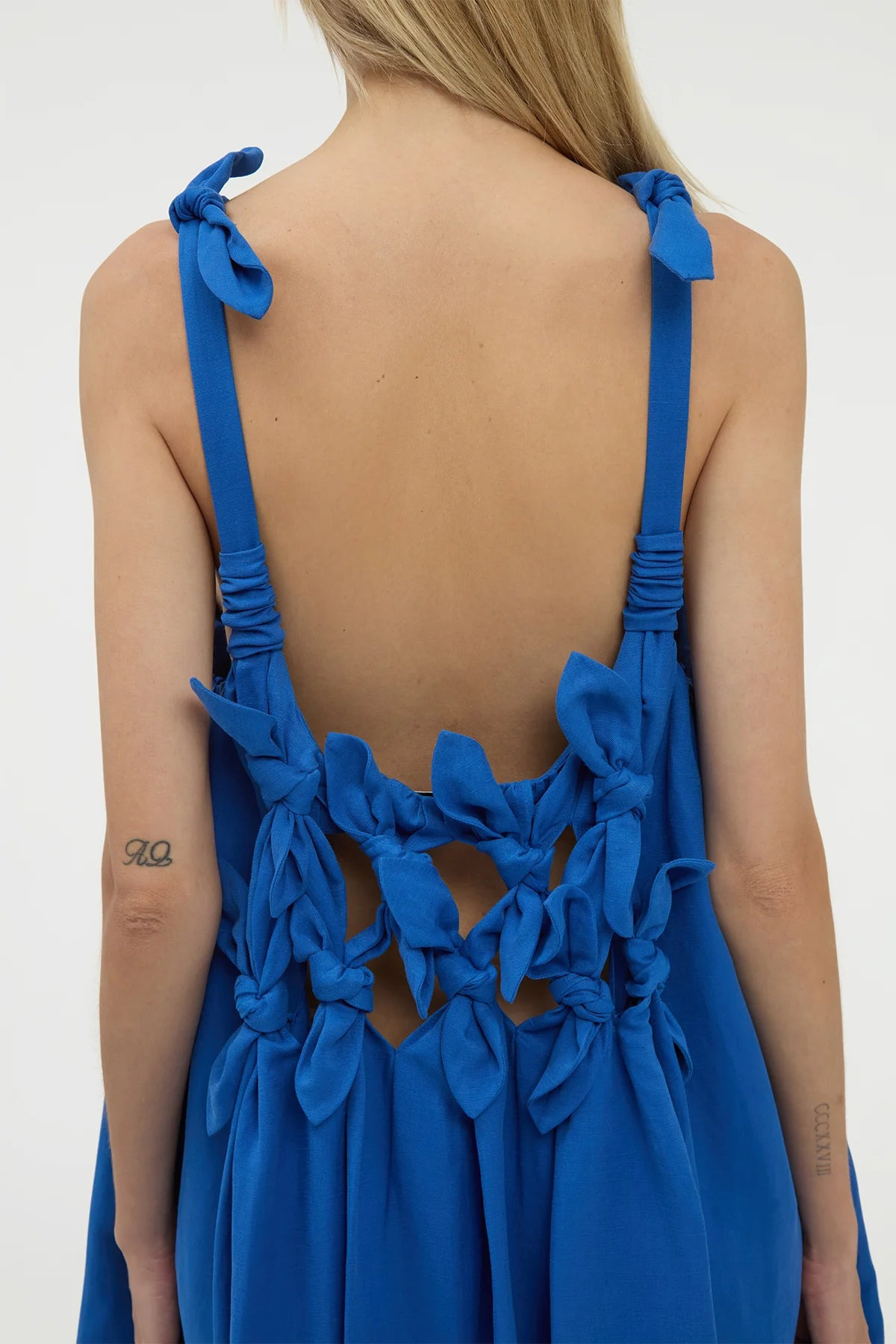 Aras Maxi Dress in Cobalt Linen Silk - 5