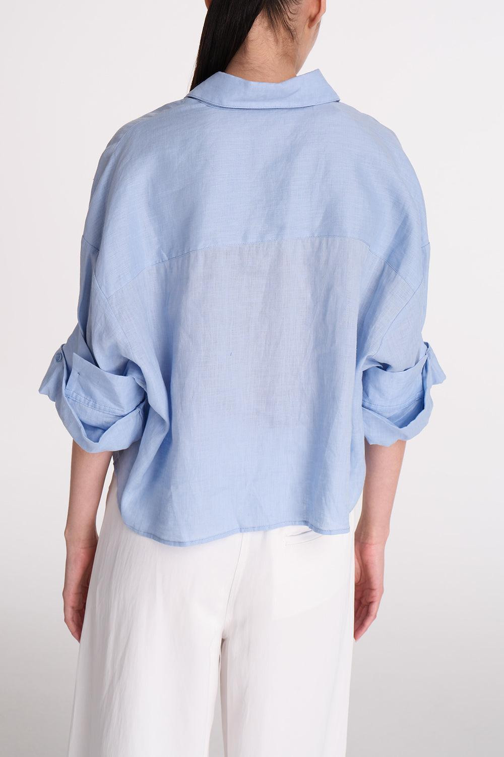 Next Ex Linen Shirt - Baby Blue - 6