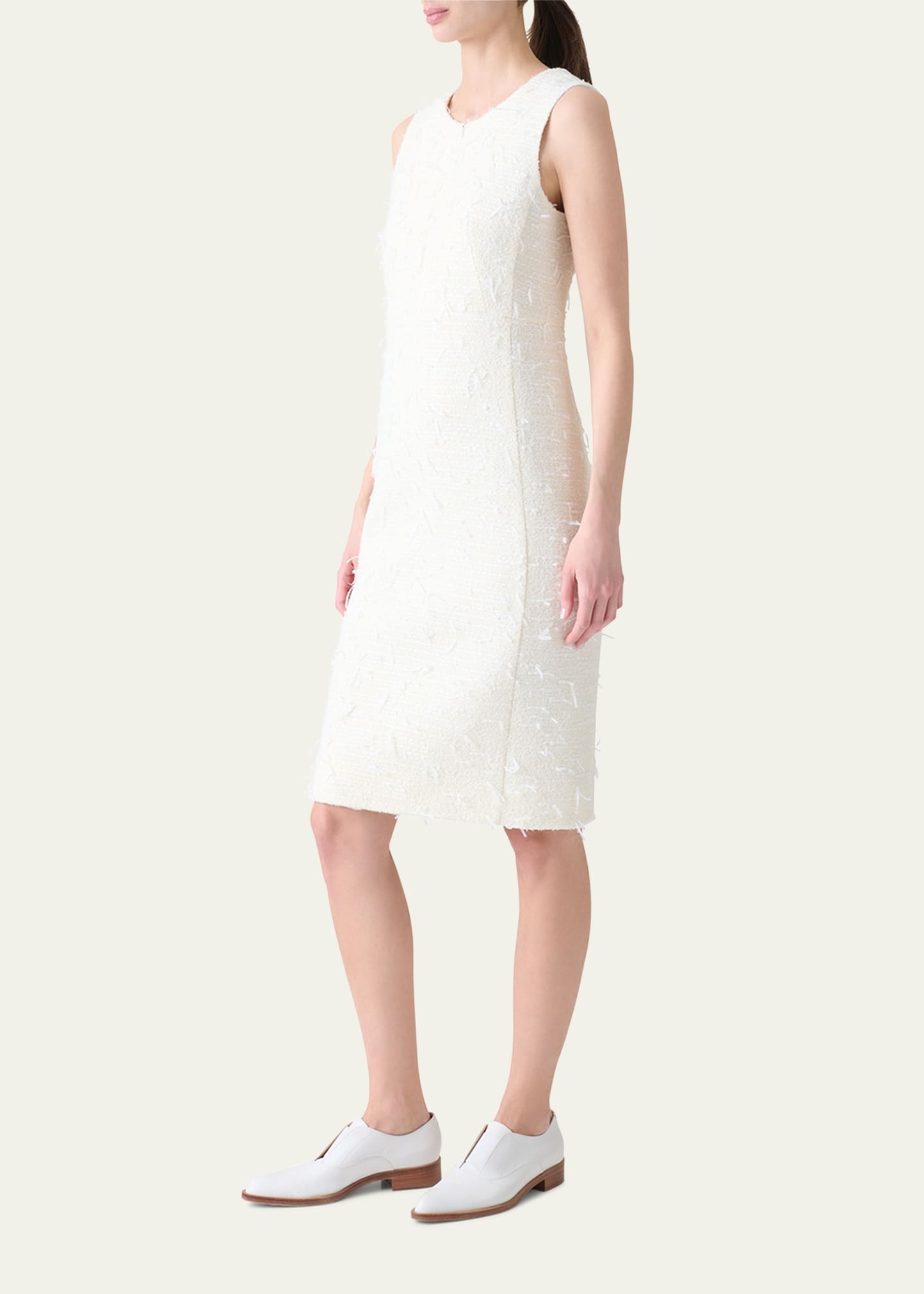 Tweed Zip Front Wool Dress - 4