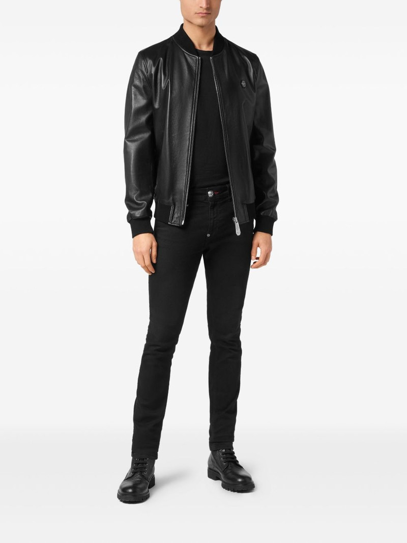 PHILIPP PLEIN Skull-motif leather jacket outlook
