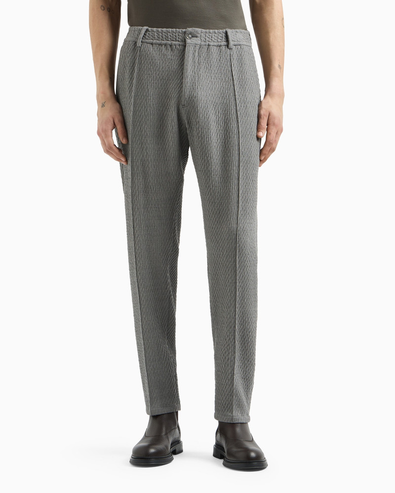 Chinos in 3D-effect virgin-wool stretch-jersey knit with ribs 2