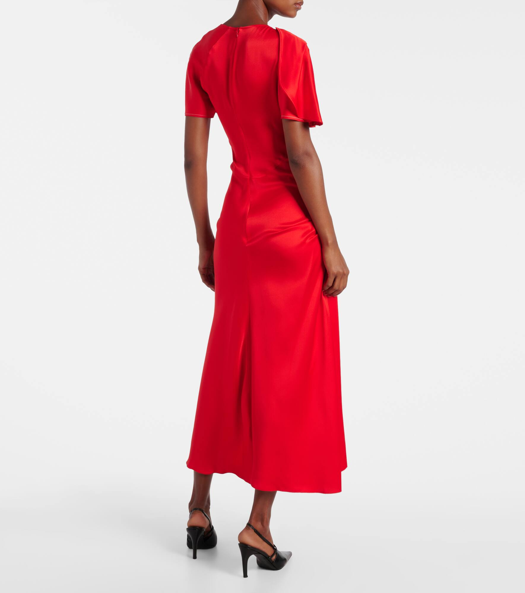 Draped gathered midi dress - 3