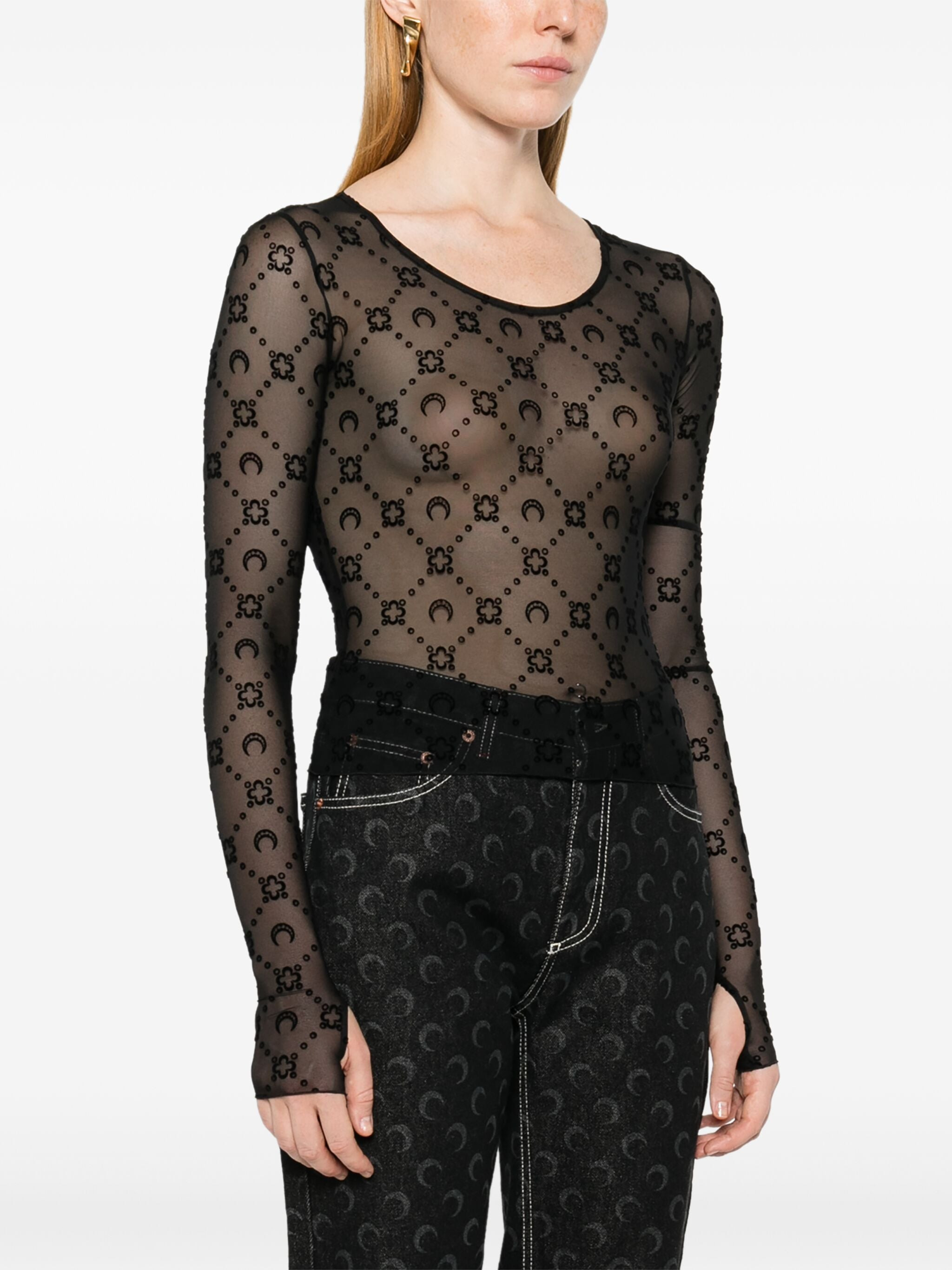 Marine Serre Flocked-monogram Crop Top - 3