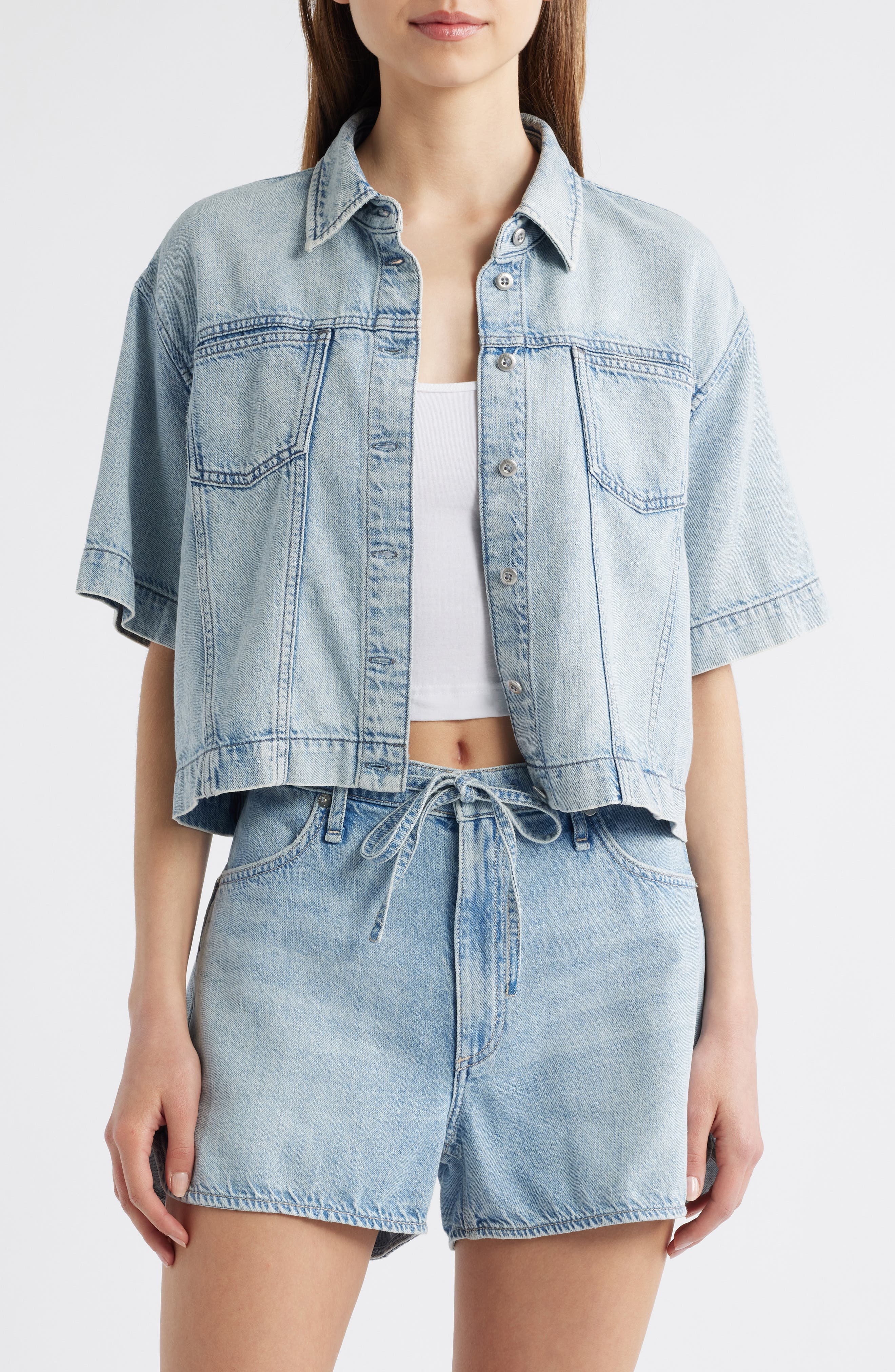rag & bone Abby Crop Denim Button-Up Shirt in Kierra at Nordstrom - 4
