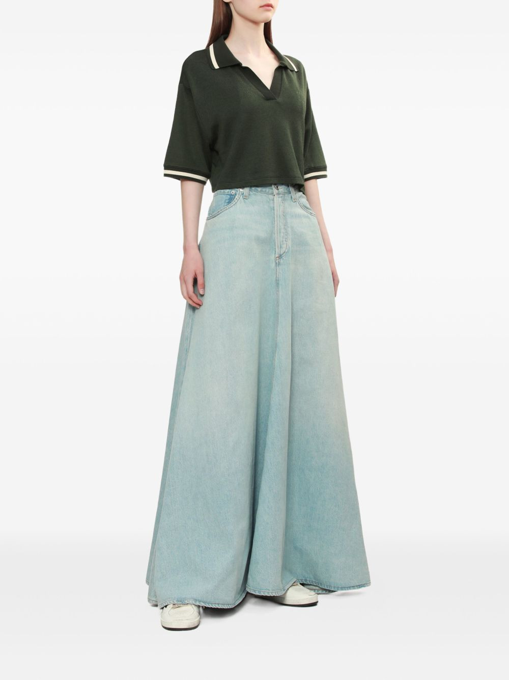 denim flared maxi skirt - 2
