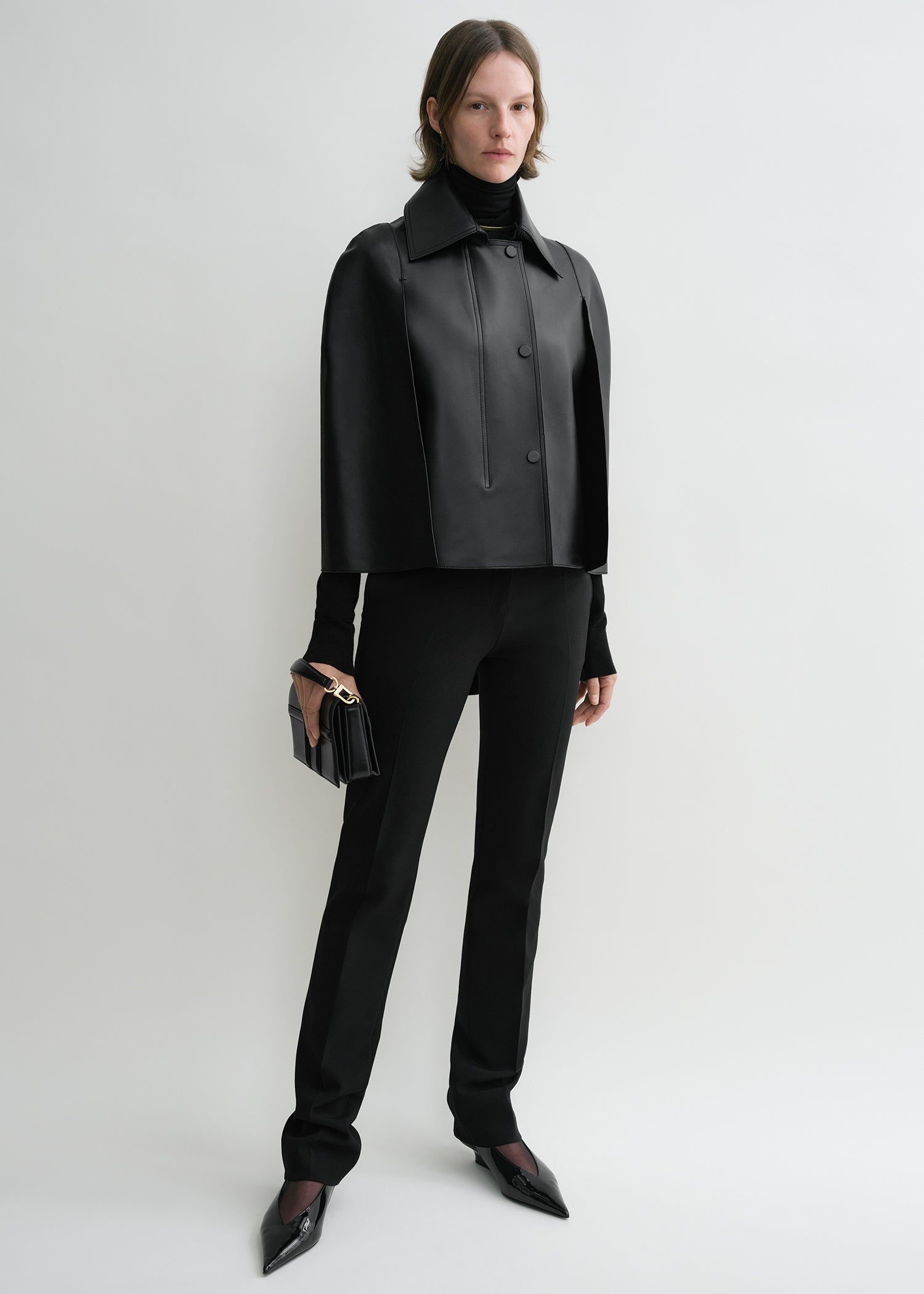 Double leather cape black - 3