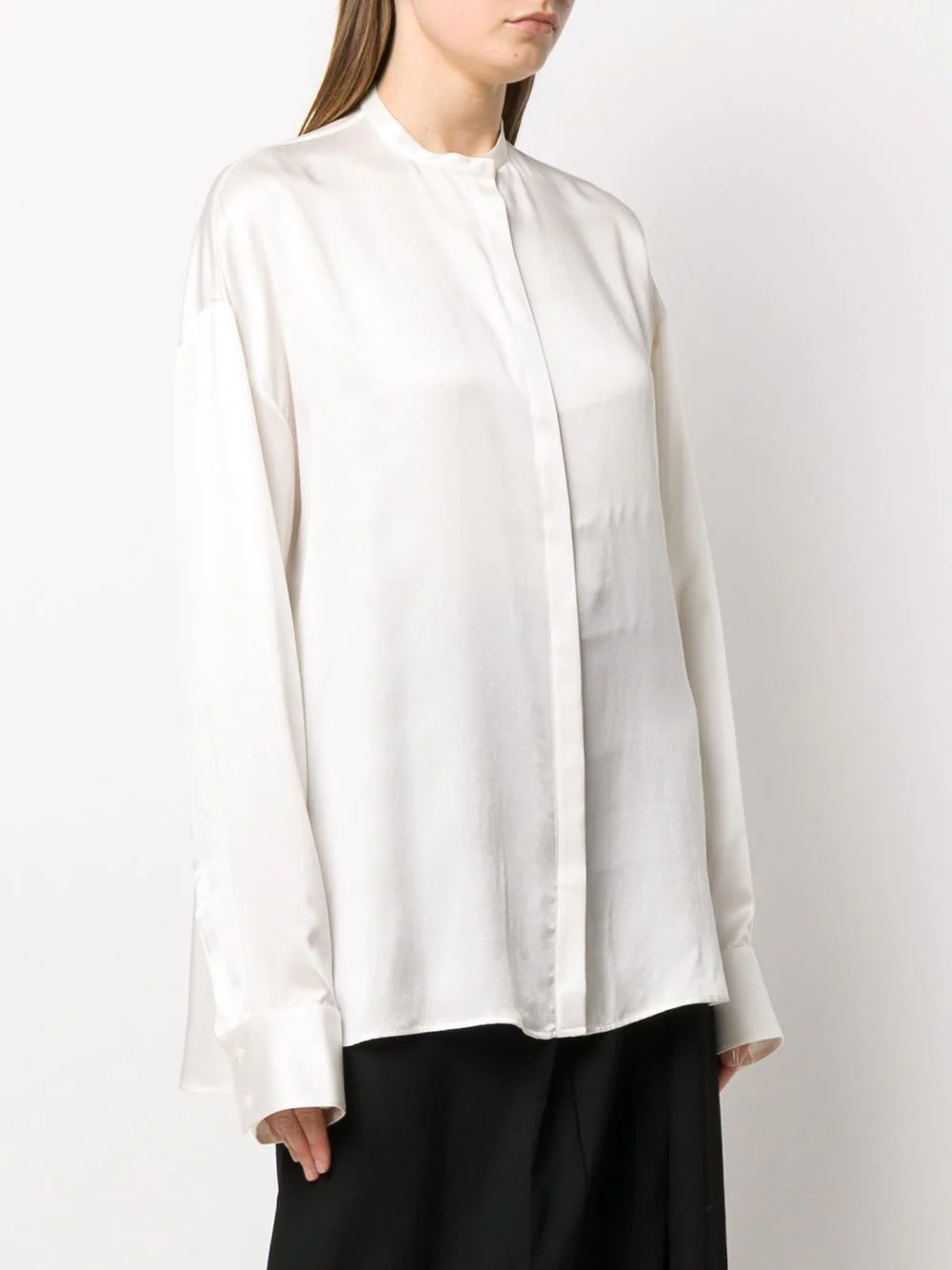 Mandarin collar silk shirt - 3