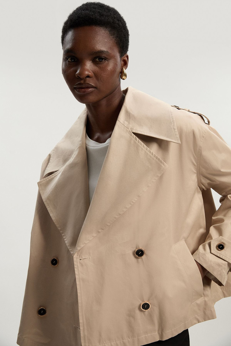 Cotton Relaxed Short Trench Coat 1