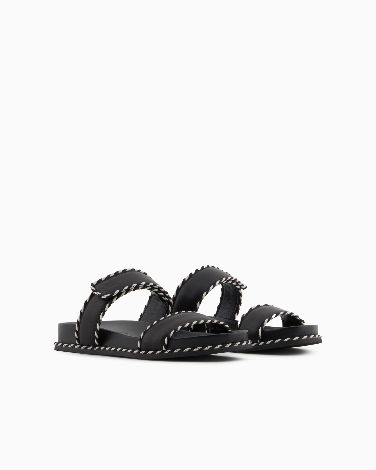 SANDALS WITH NAPPA-LEATHER STRAP AND TWO-TONE EDGES - 2