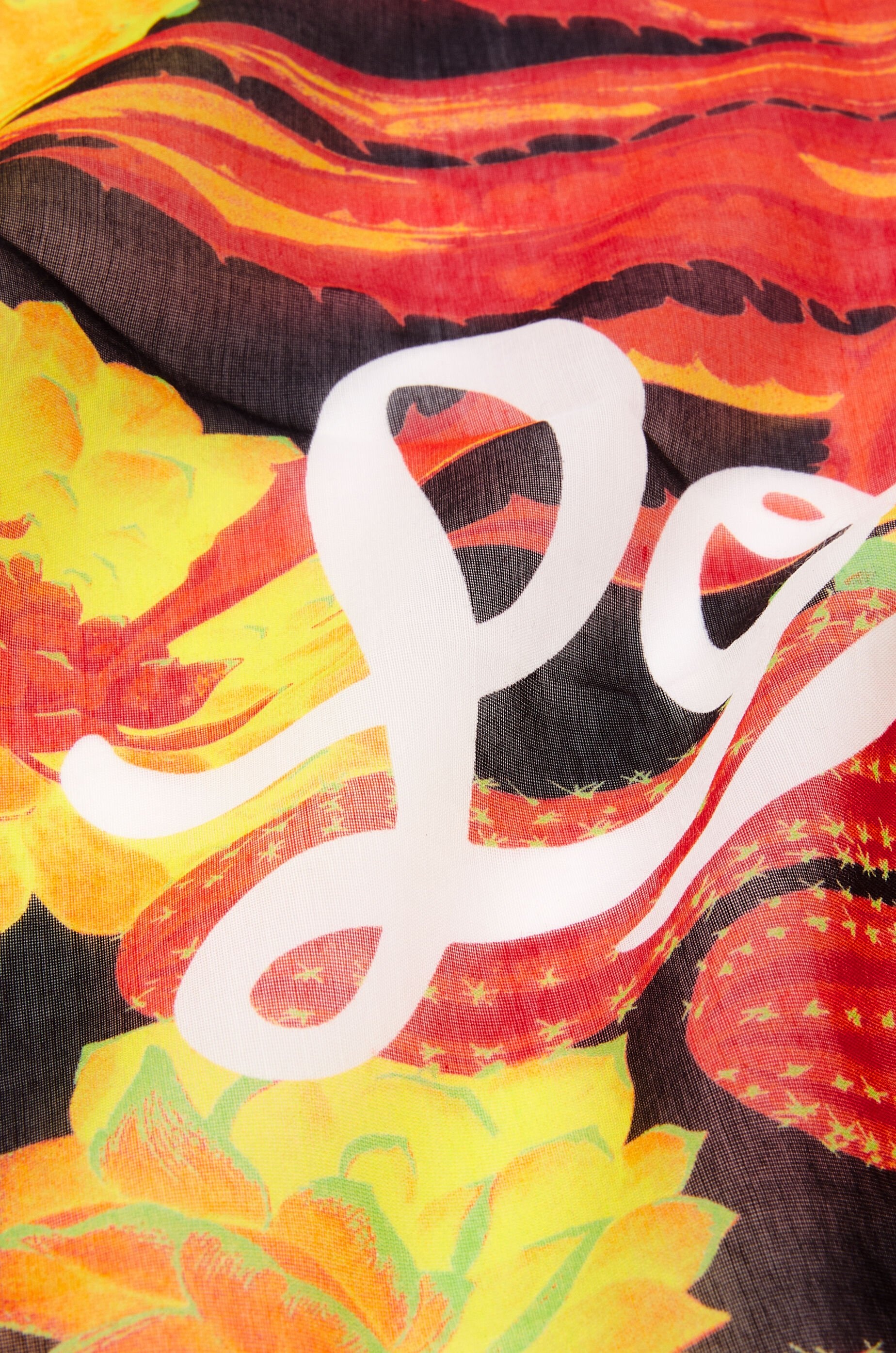 Cactus lozenge scarf in cotton and silk - 2